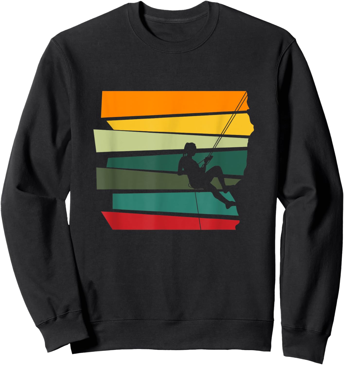 Vintage Rock Climbing Retro Climber Silhouette Sweatshirt - Sweatshirt | Black