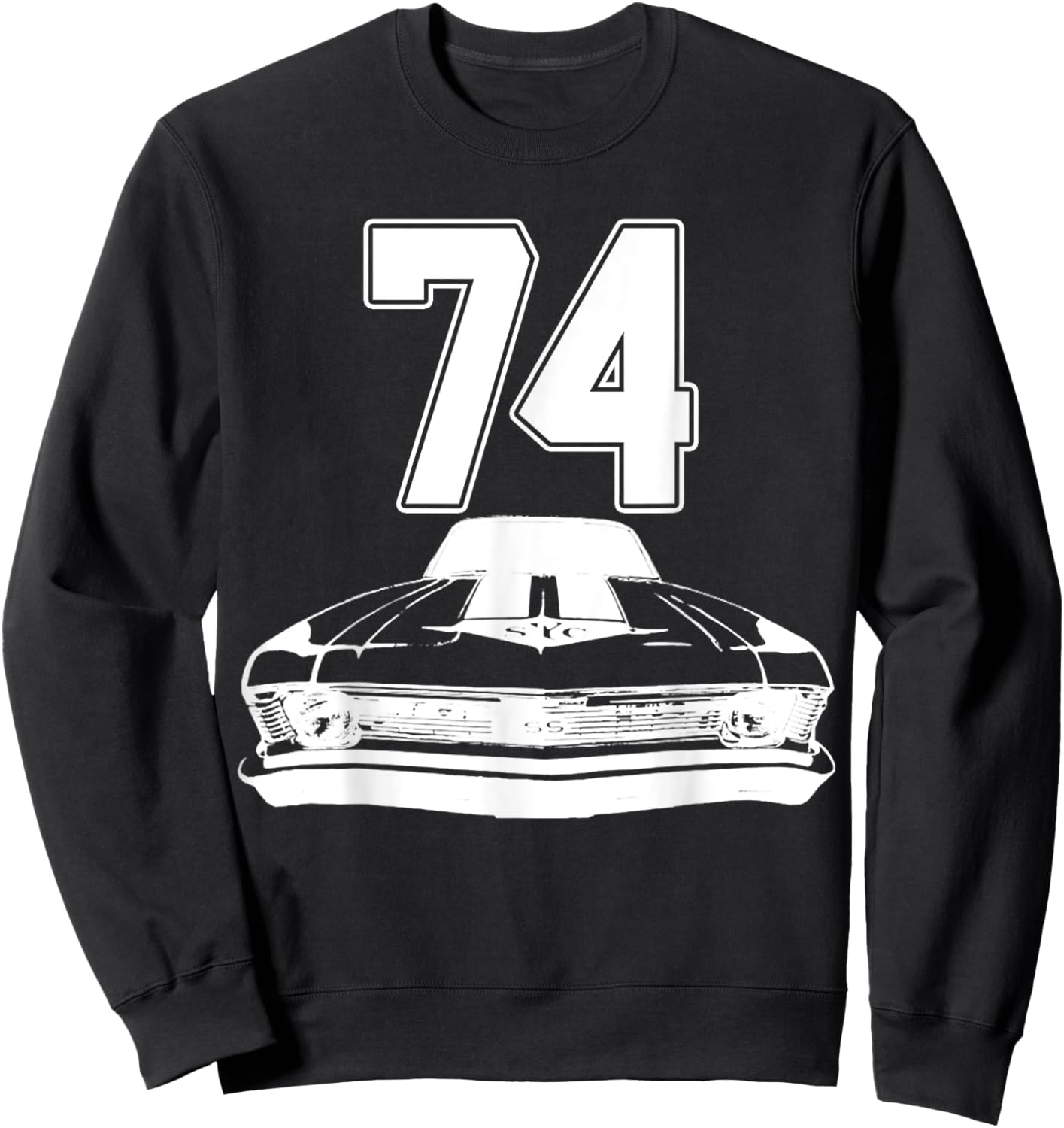 1974 74 Chevys Nova 2 Classic Car Old School Muscle Car Sweatshirt - Sweatshirt | Black
