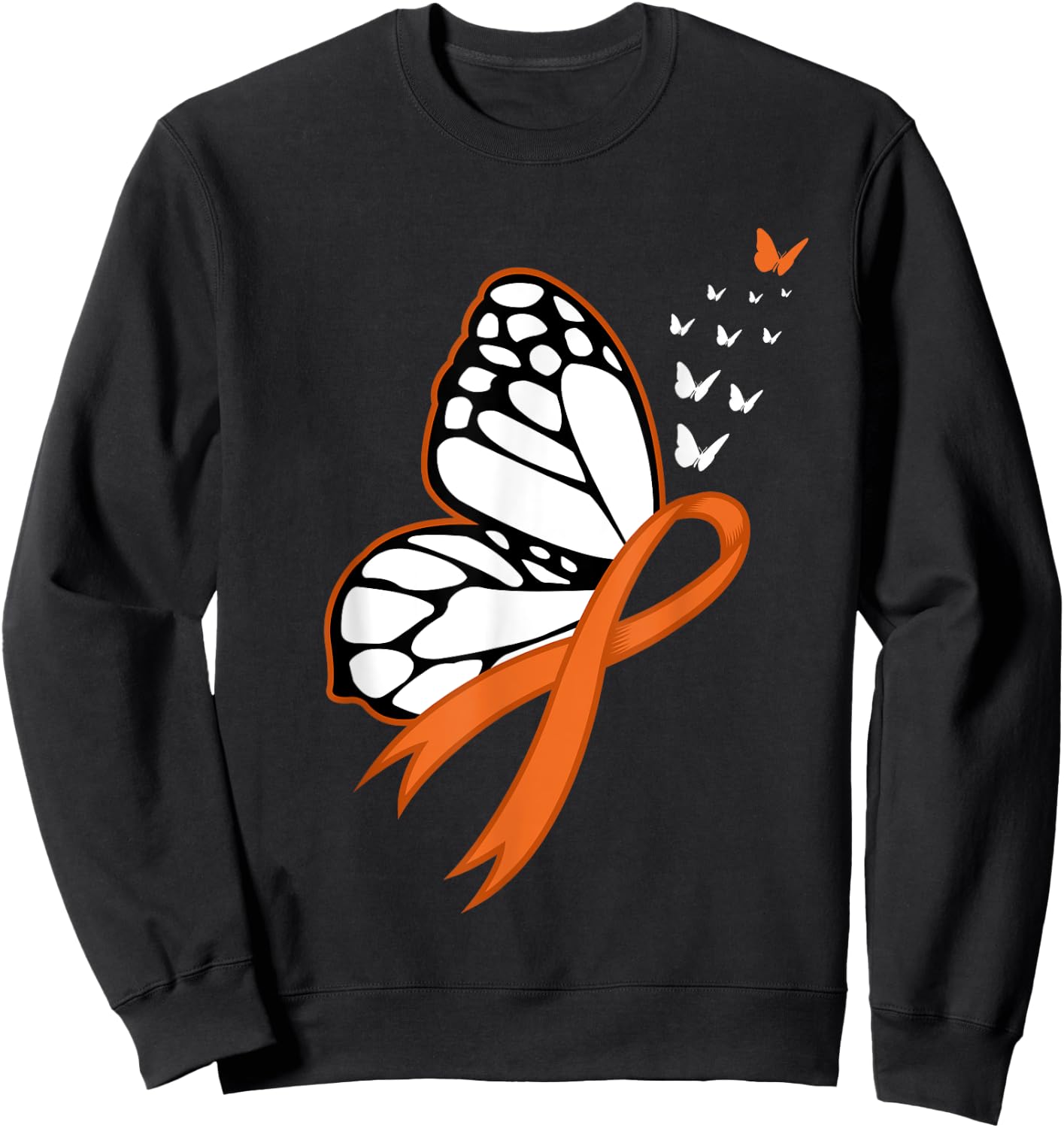 Leukemia Awareness Month Butterfly Cancer Gift - Adult, Black, Small, Short Sleeve, Classic Fit Sweatshirt - Sweatshirt | Black