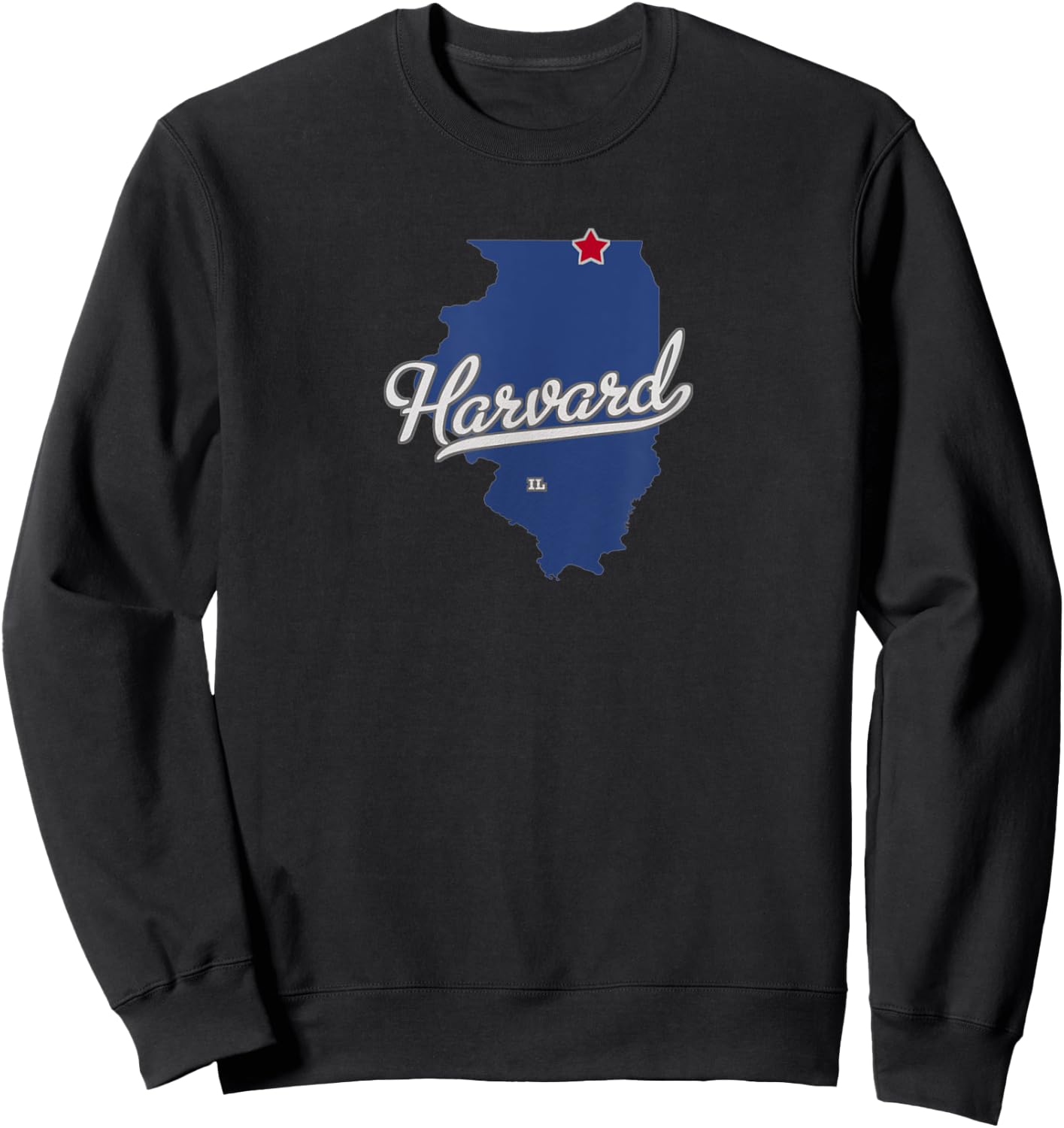 Harvard Illinois IL Map Sweatshirt - Sweatshirt | Black
