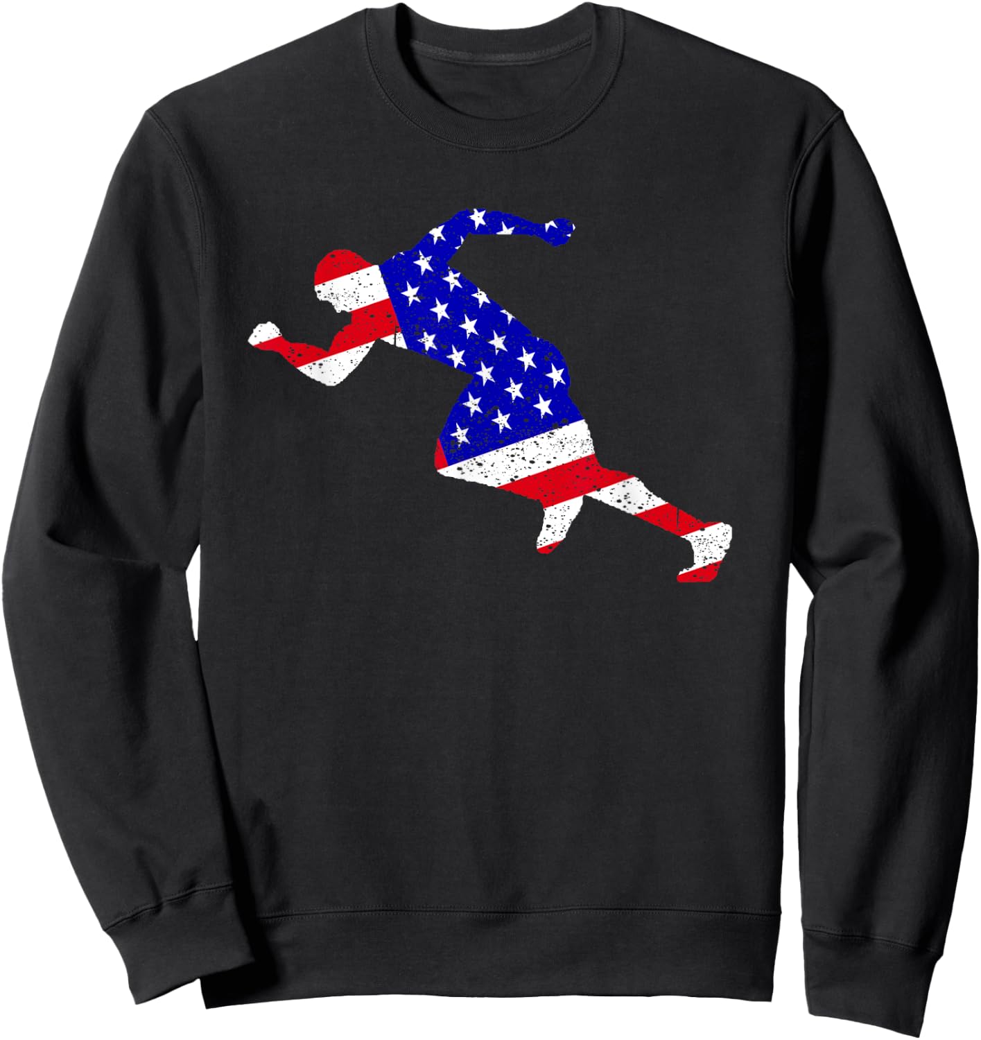 Best USA American Flag Track And Field Gift Team Men Women Sweatshirt - Sweatshirt | Black