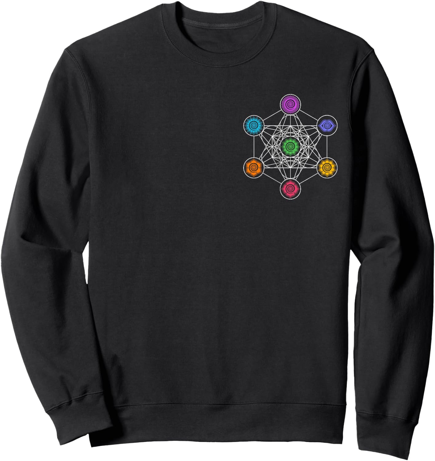 Metatronscube, sacred geometry, chakra, yoga, symbol, 4D Sweatshirt - Sweatshirt | Black