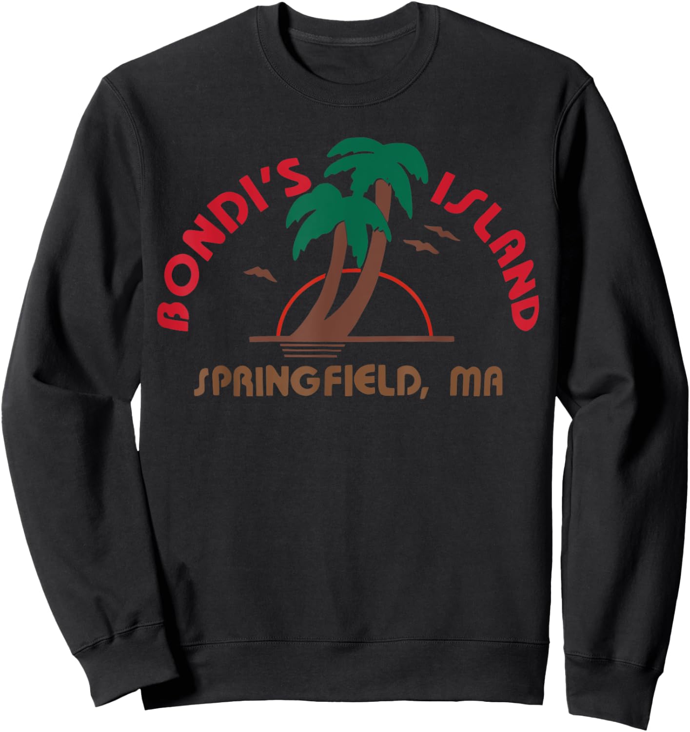 Bondi's Islands Vacation Retro Sunset Palm Trees Vacation Sweatshirt - Sweatshirt | Black