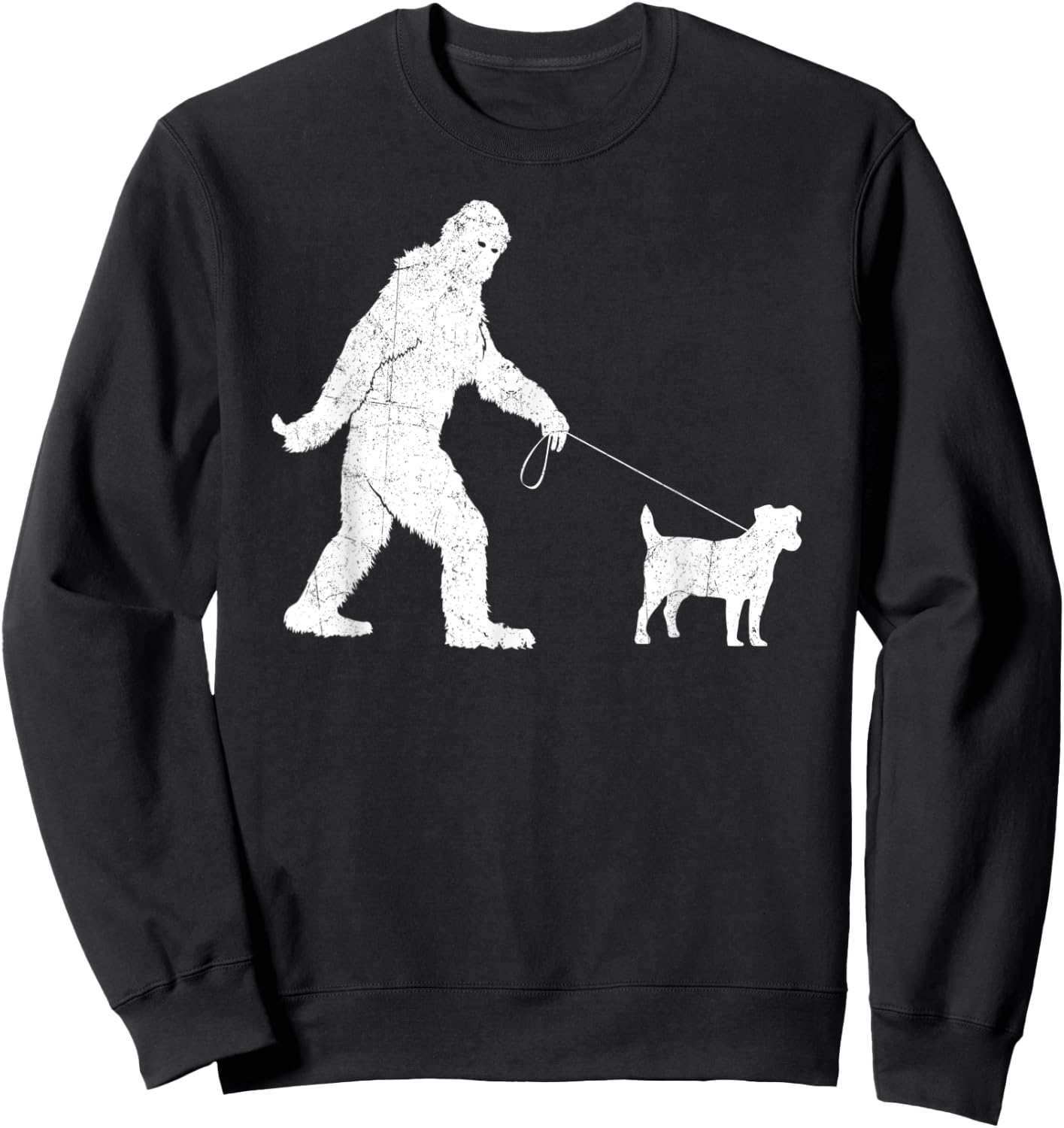 Funny Bigfoot Sasquatch Walking Jack Russell Dog Lovers Men Women Kids Sweatshirt - Sweatshirt | Black