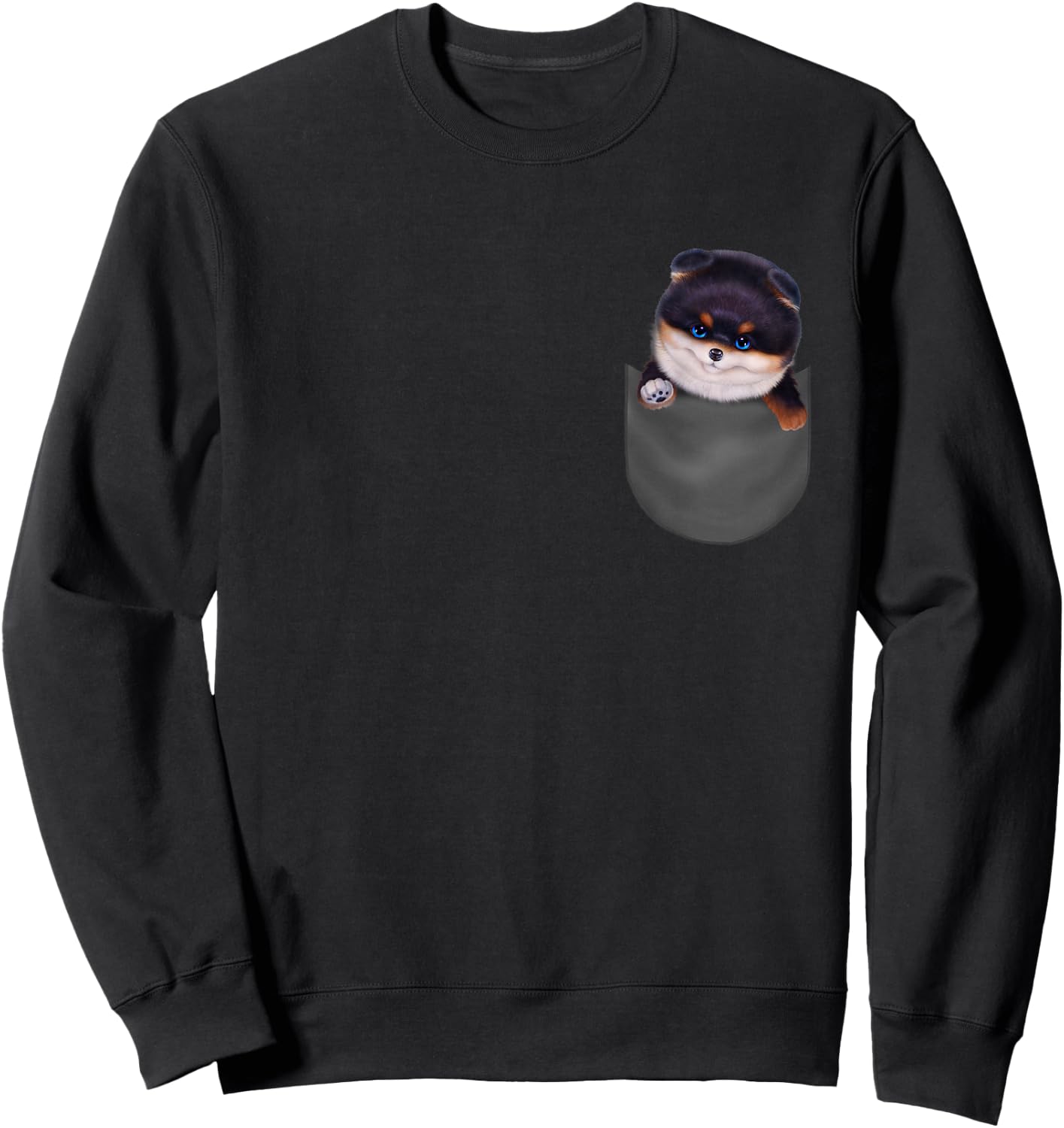Black Tan Pomeranian Dog in Pocket Men Women Kids Sweatshirt - Sweatshirt | Black
