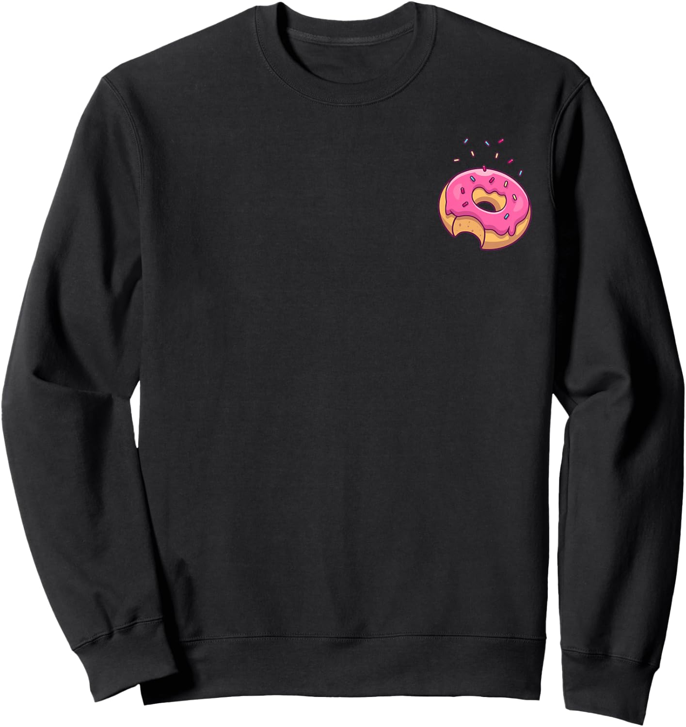 Pink Sprinkle Donut Pocket Doughnut Lovers Sweatshirt - Sweatshirt | Black