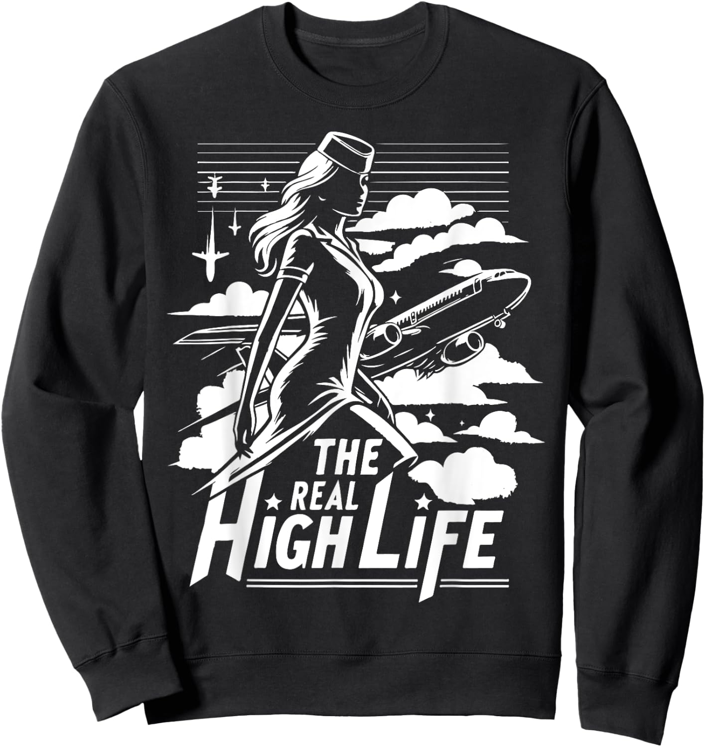 The real High Life Flight Attendant Sweatshirt - Sweatshirt | Black