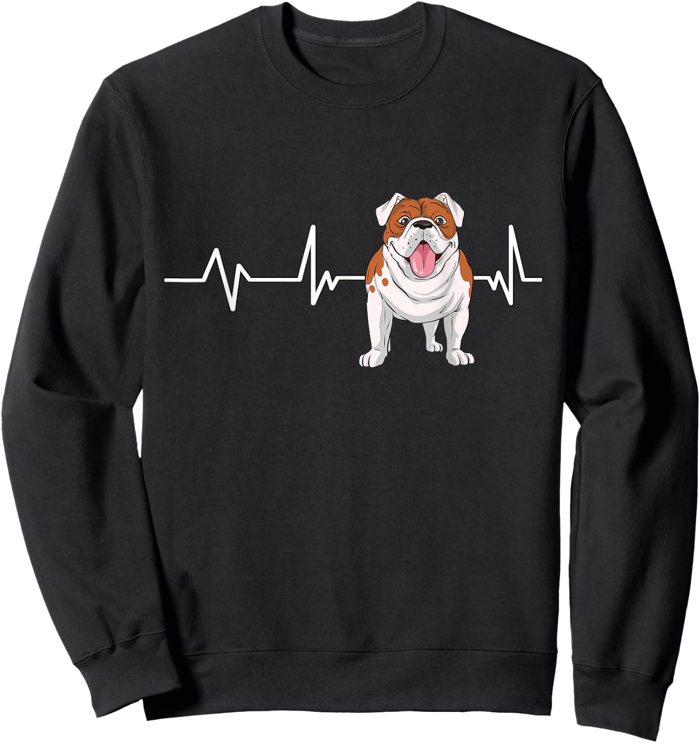 English Bulldog Heartbeat EKG Dog Owner Gift English Bulldog Sweatshirt - Sweatshirt | Black