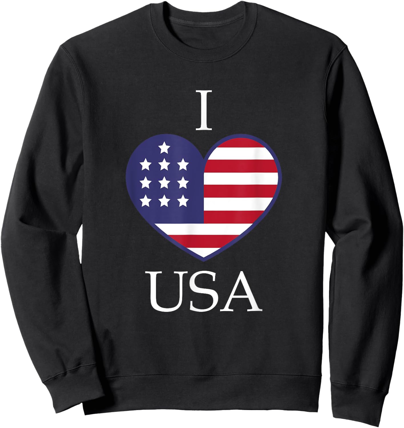 I heart USA, I Love USA, America Patriotic Sweatshirt - Sweatshirt | Black