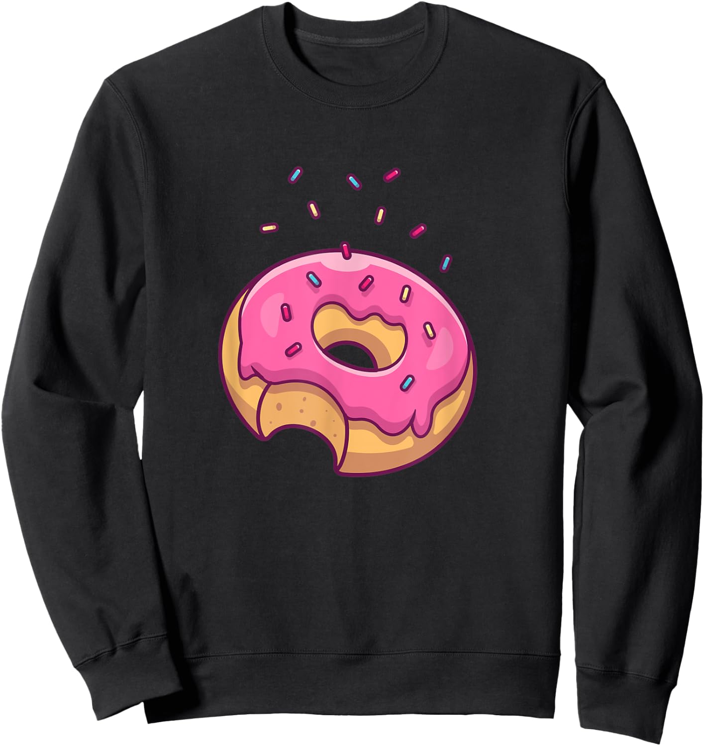Big Pink Sprinkle Donut Doughnut Lovers Sweatshirt - Sweatshirt | Black