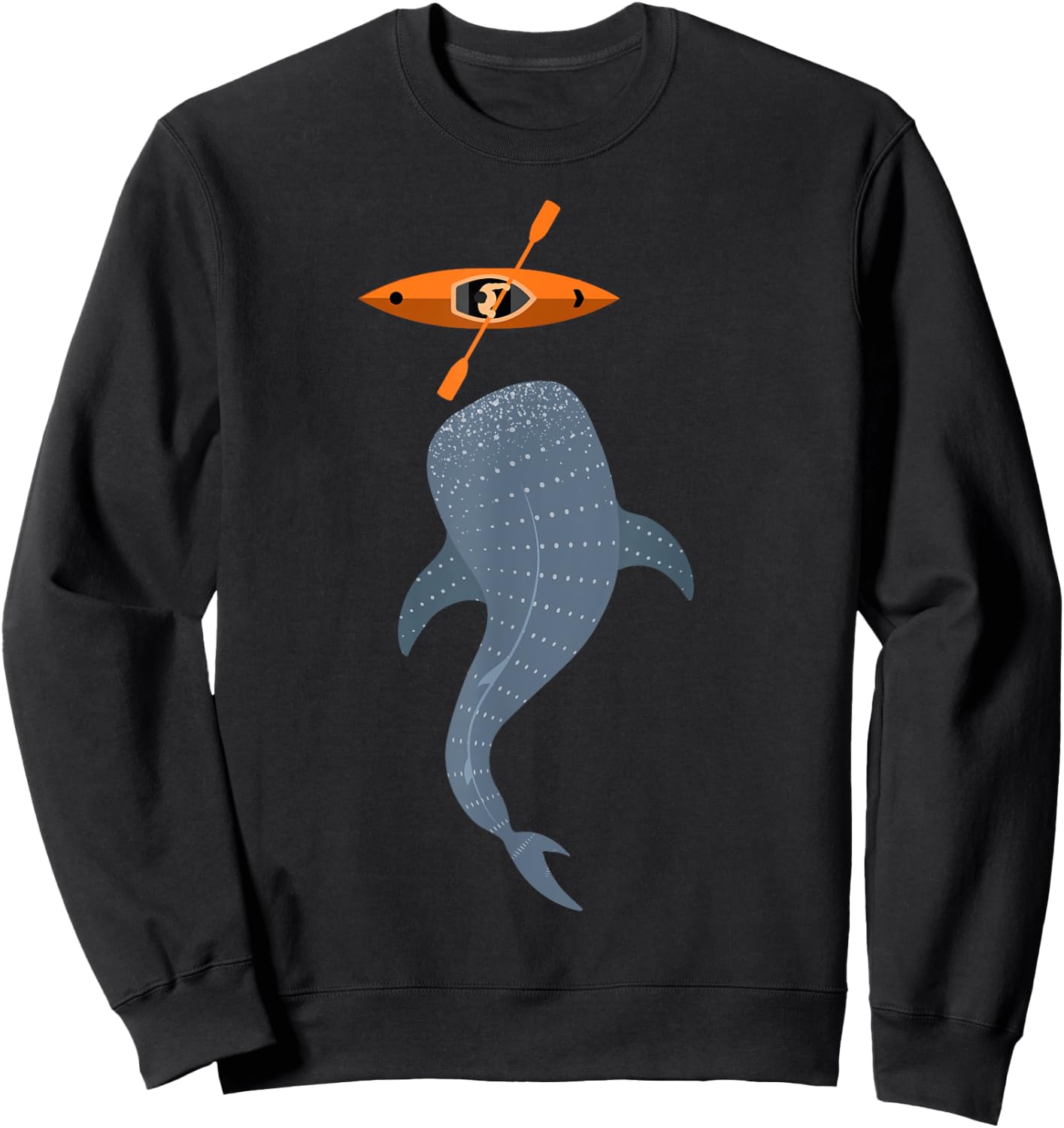 Kayak Whale Sea Kayaking Outdoor Adventurer Athletic Kayaker Sweatshirt - Sweatshirt | Black