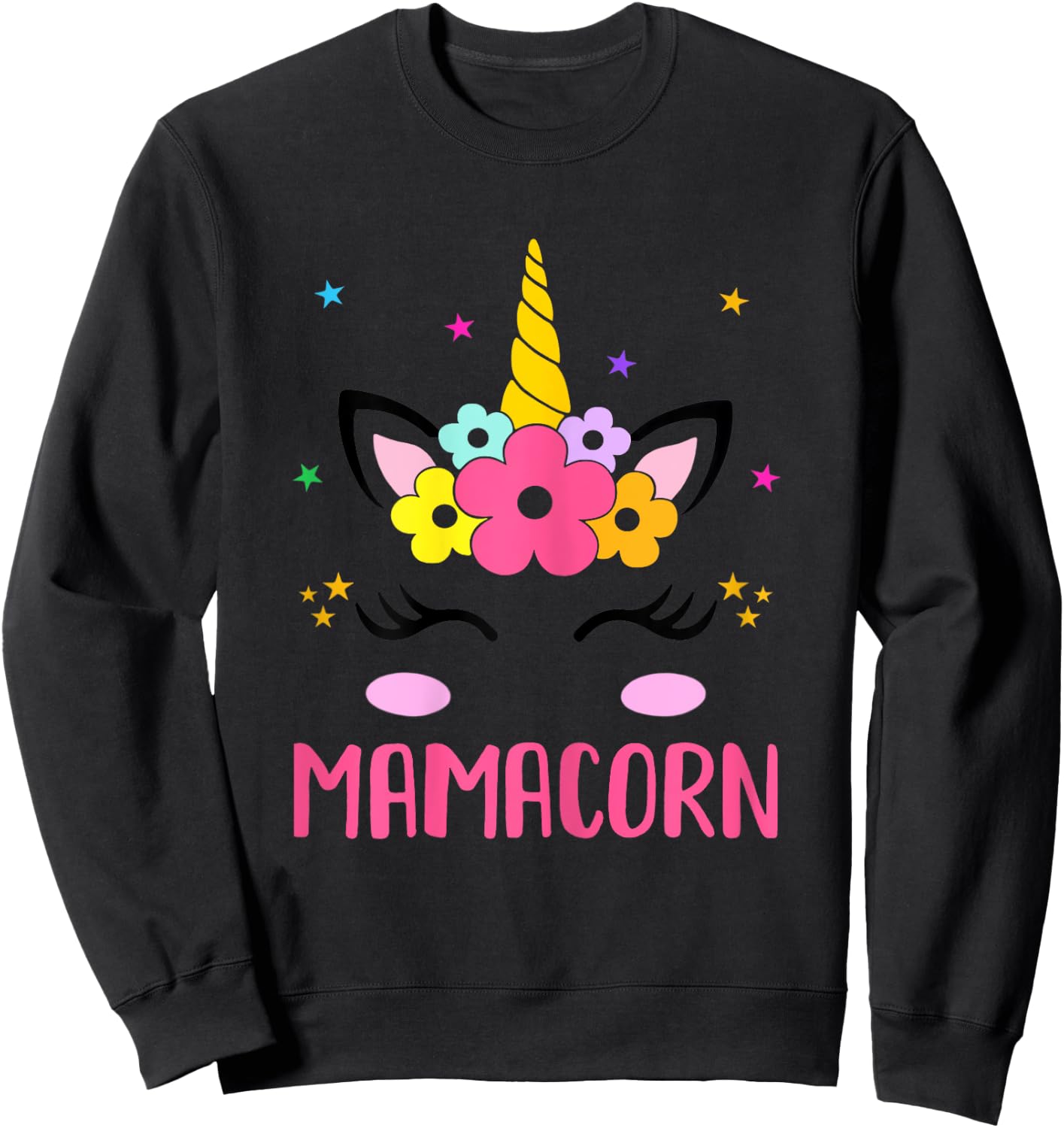 Funny Mamacorn Unicorn Costume Mom Mother's Day Sweatshirt - Sweatshirt | Black