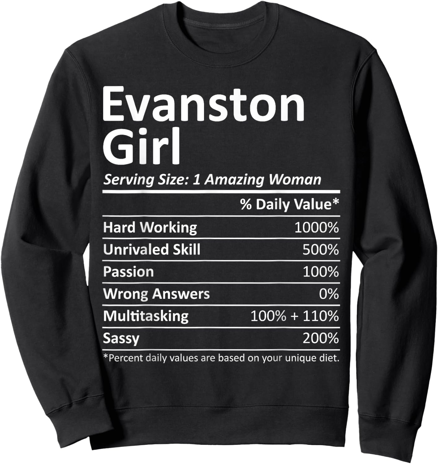 EVANSTON GIRL IL ILLINOIS Funny City Home Roots USA Gift Sweatshirt - Sweatshirt | Black