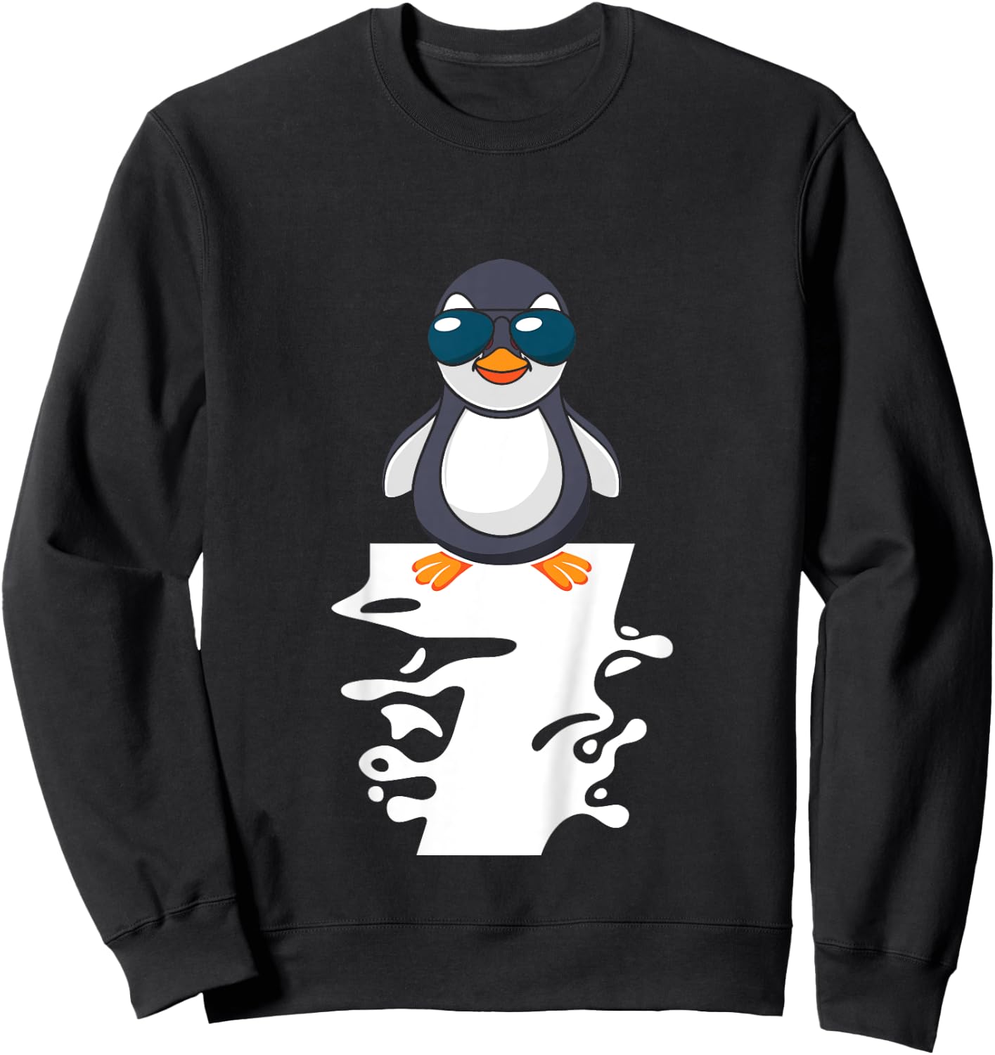 I Am Already 7 Years Old Penguin 7th Birthday Sweatshirt - Sweatshirt | Black