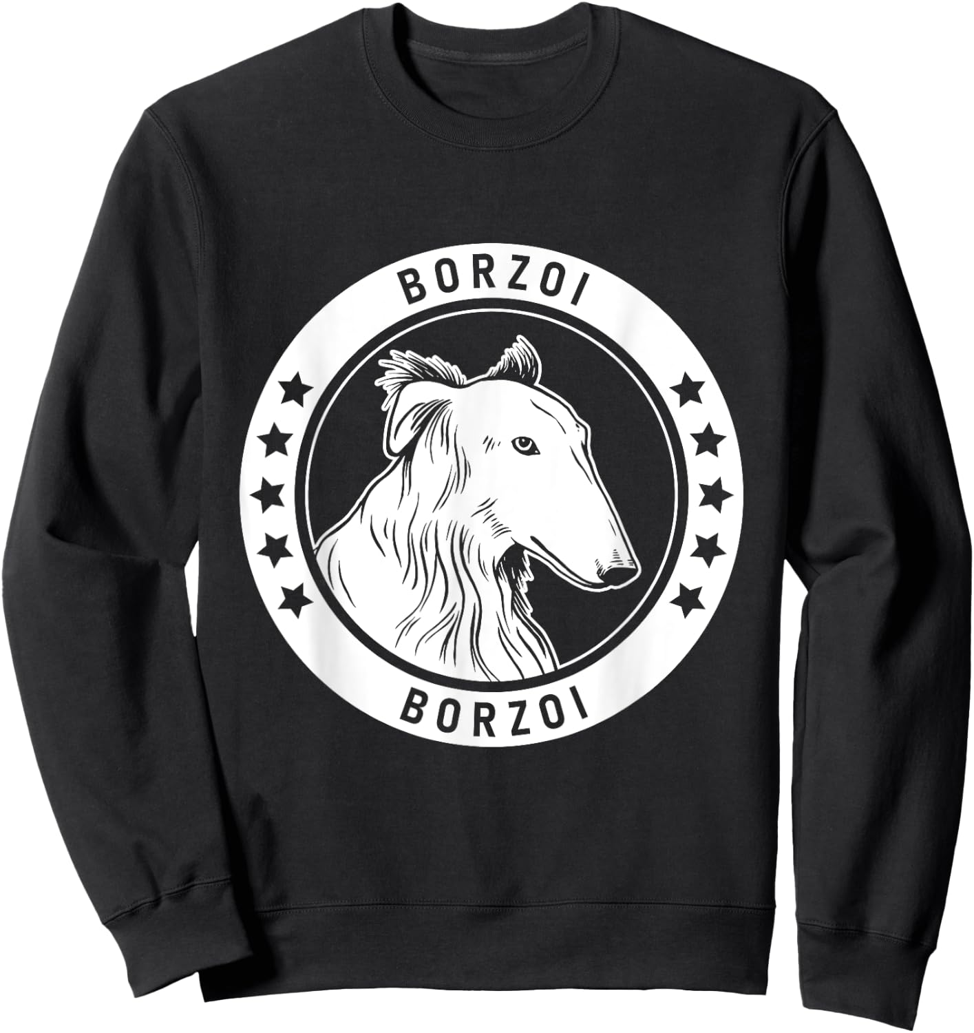 Borzoi Portrait Sweatshirt - Sweatshirt | Black