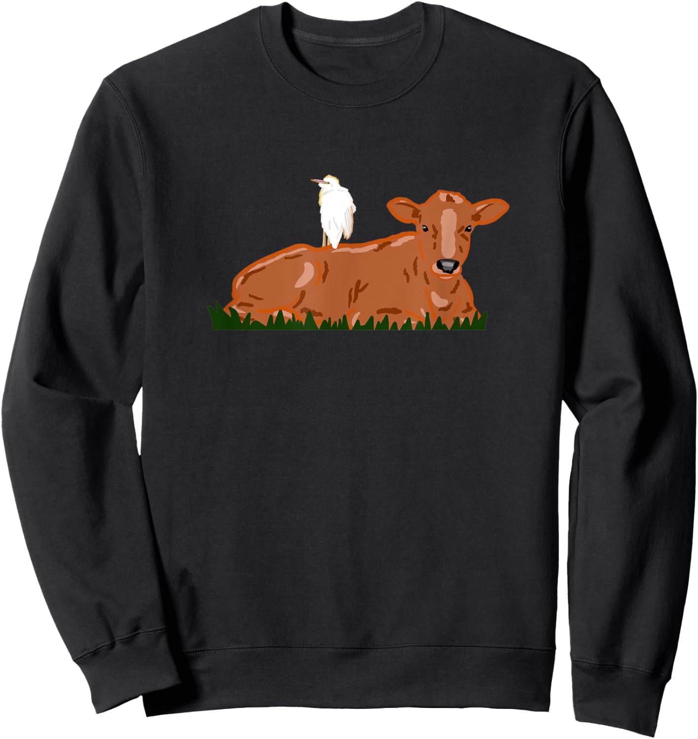 Cattle Egret Heron Bird Nature Cow Sweatshirt - Sweatshirt | Black