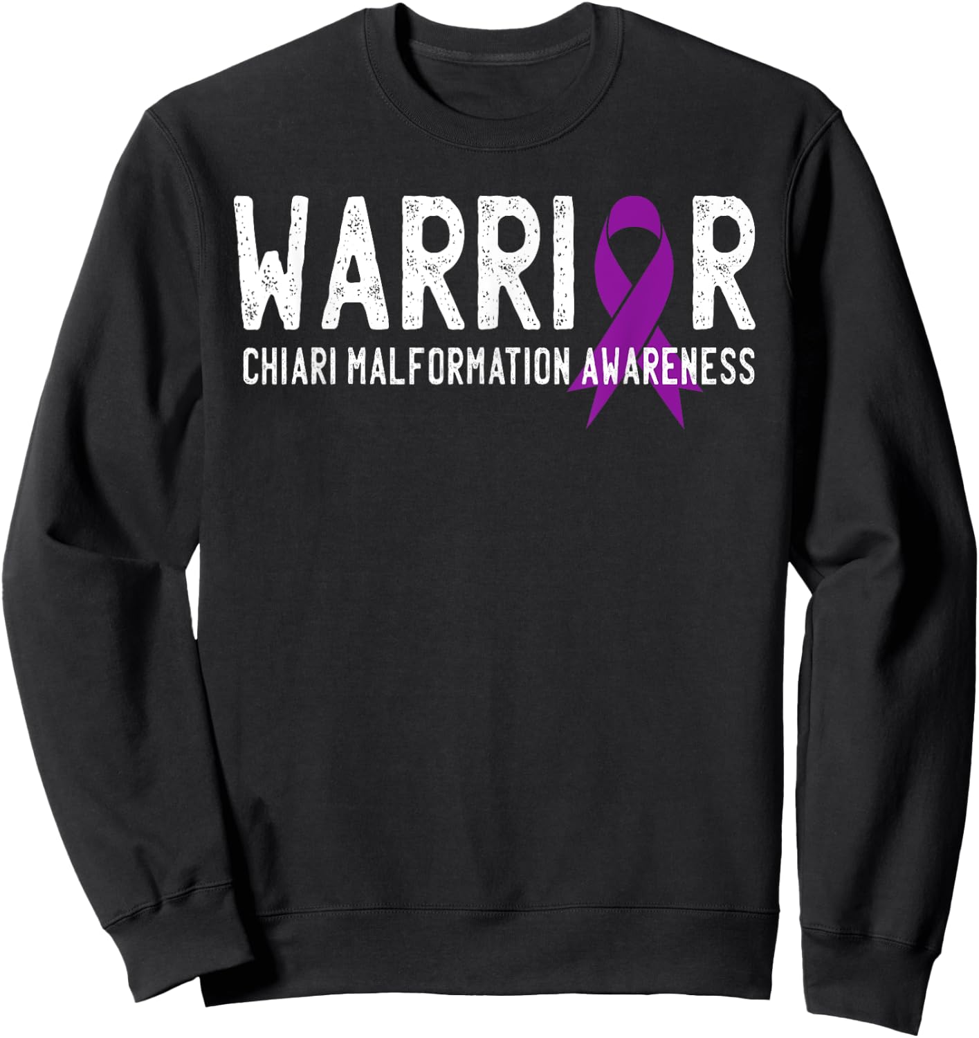 Warrior Chiari Malformation Awareness Purple Ribbon Fighter Sweatshirt - Sweatshirt | Black