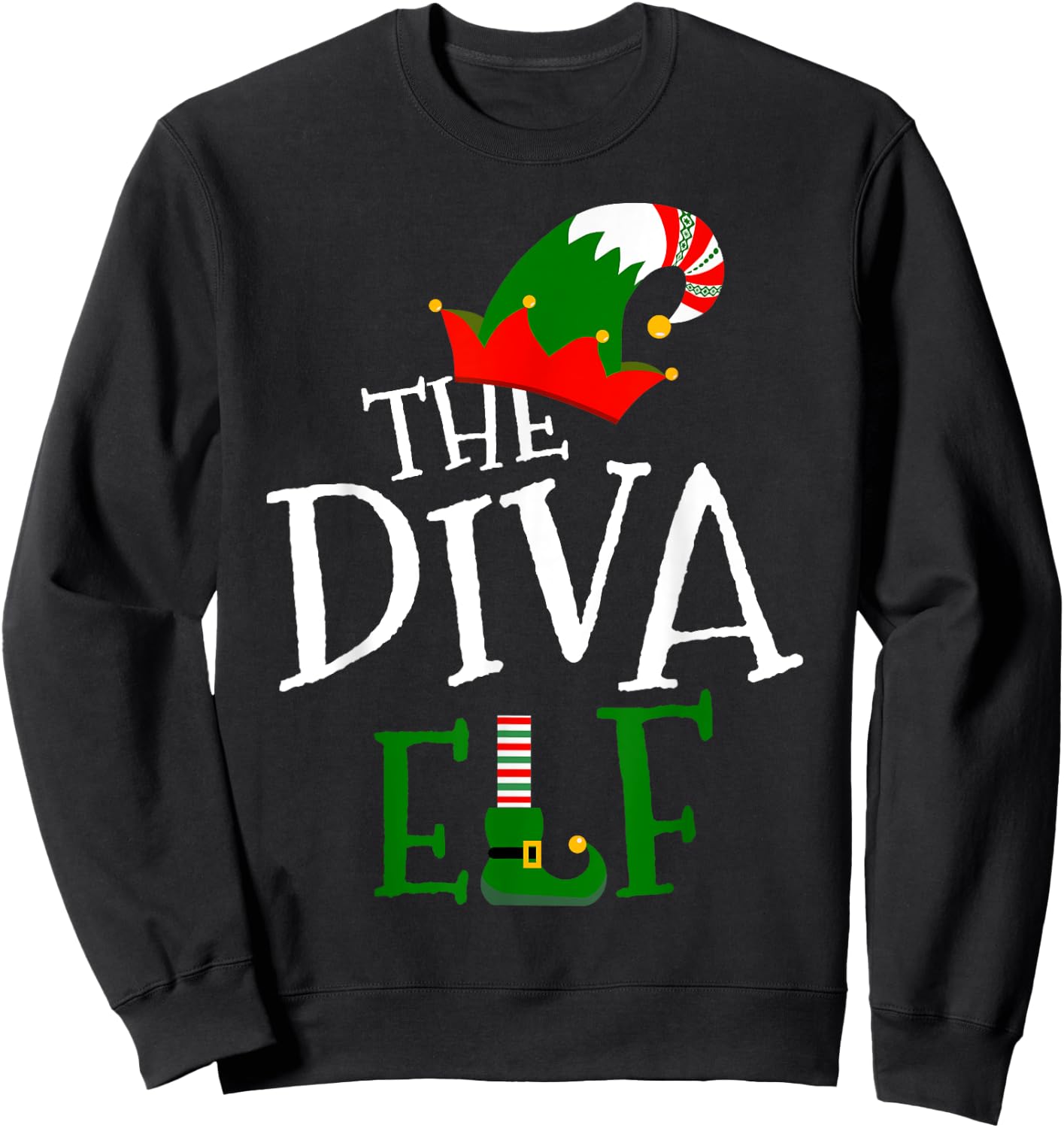 The Diva Elf Family Matching Group Gift Christmas Costume Sweatshirt - Sweatshirt | Black
