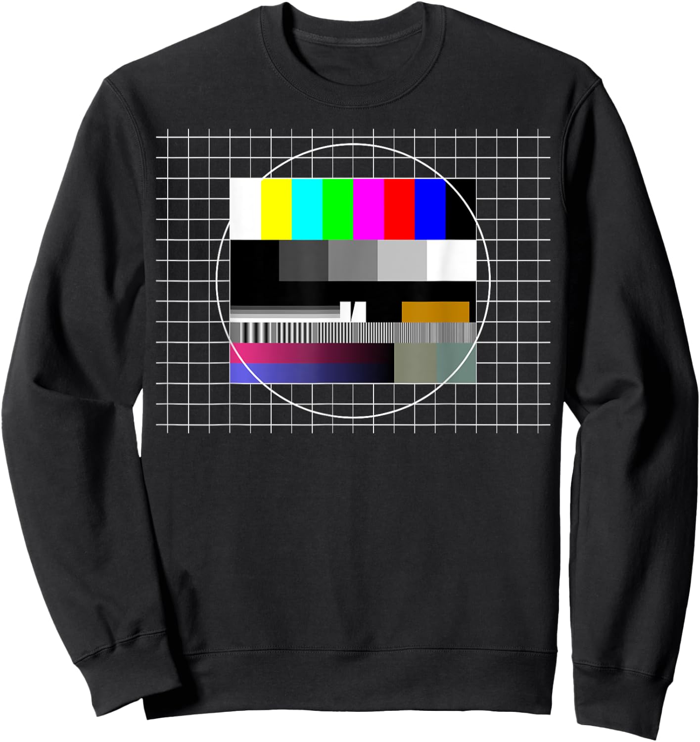 TV Test Pattern Color Bars Test Card Screen, Nostalgic Nerdy Sweatshirt - Sweatshirt | Black
