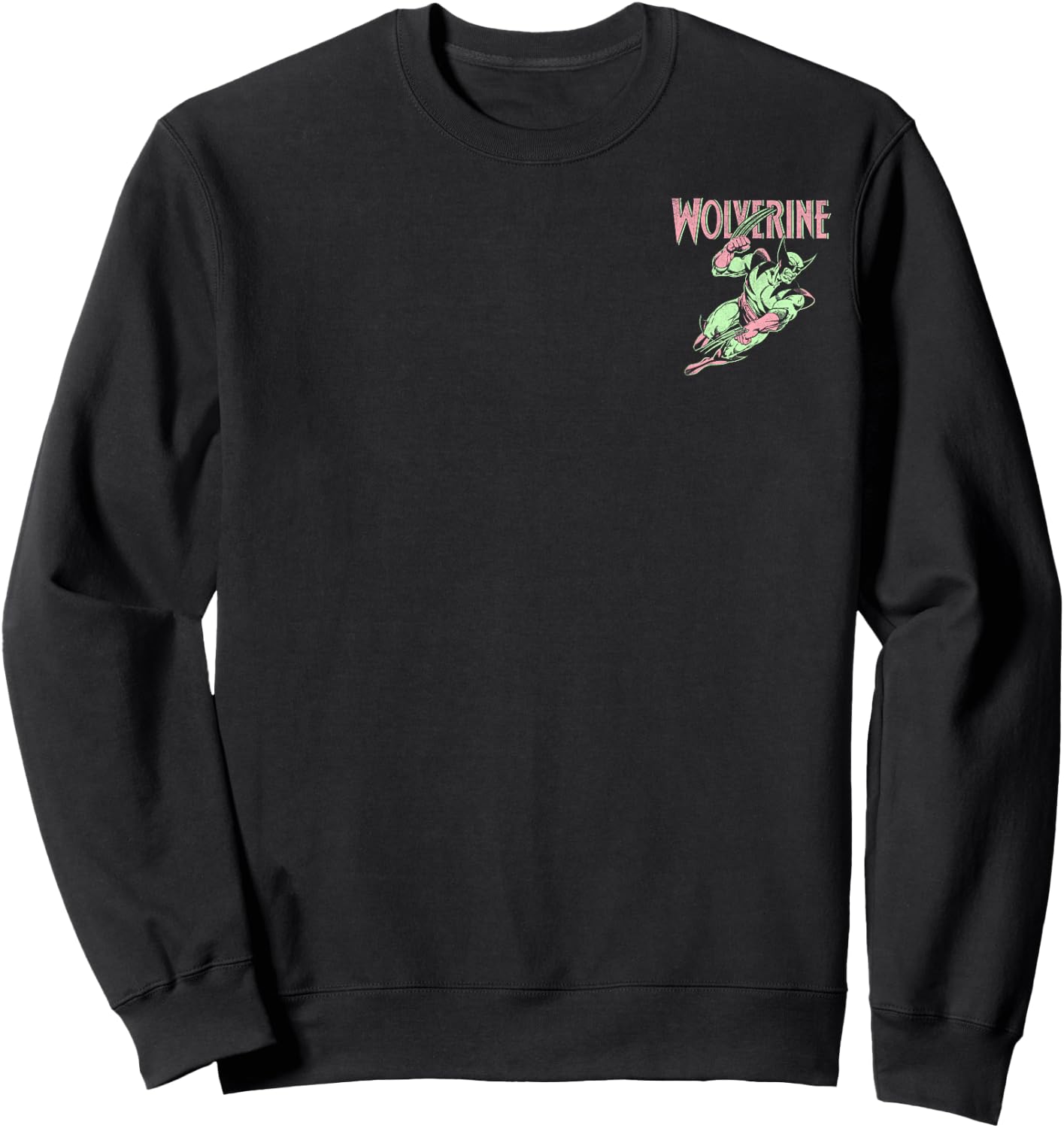 Marvel X-Men Wolverine Distressed Neon Front & Back Sweatshirt - Sweatshirt | Black