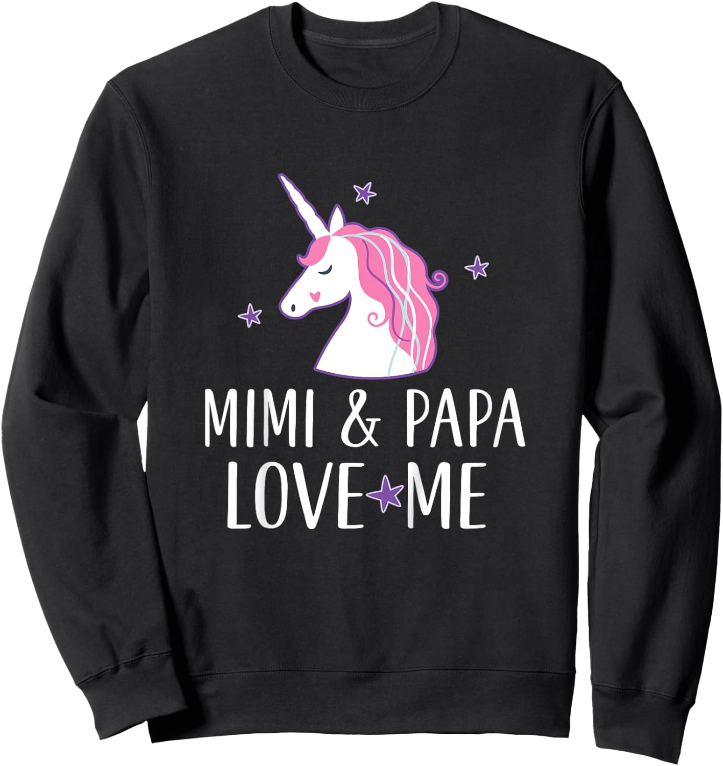 Kids Mimi and Papa Love Me Granddaughter Unicorn Sweatshirt - Sweatshirt | Black