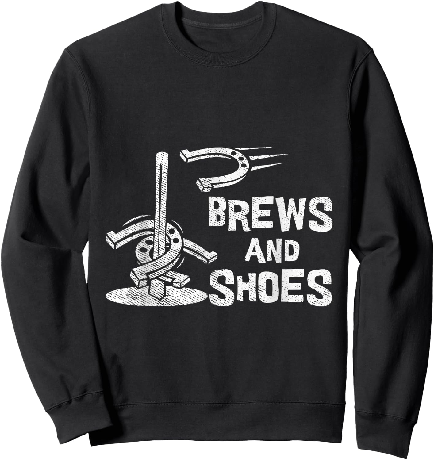 Brews And Shoes Animal Shoe Beer Drinker Horseshoe Pitching Sweatshirt - Sweatshirt | Black
