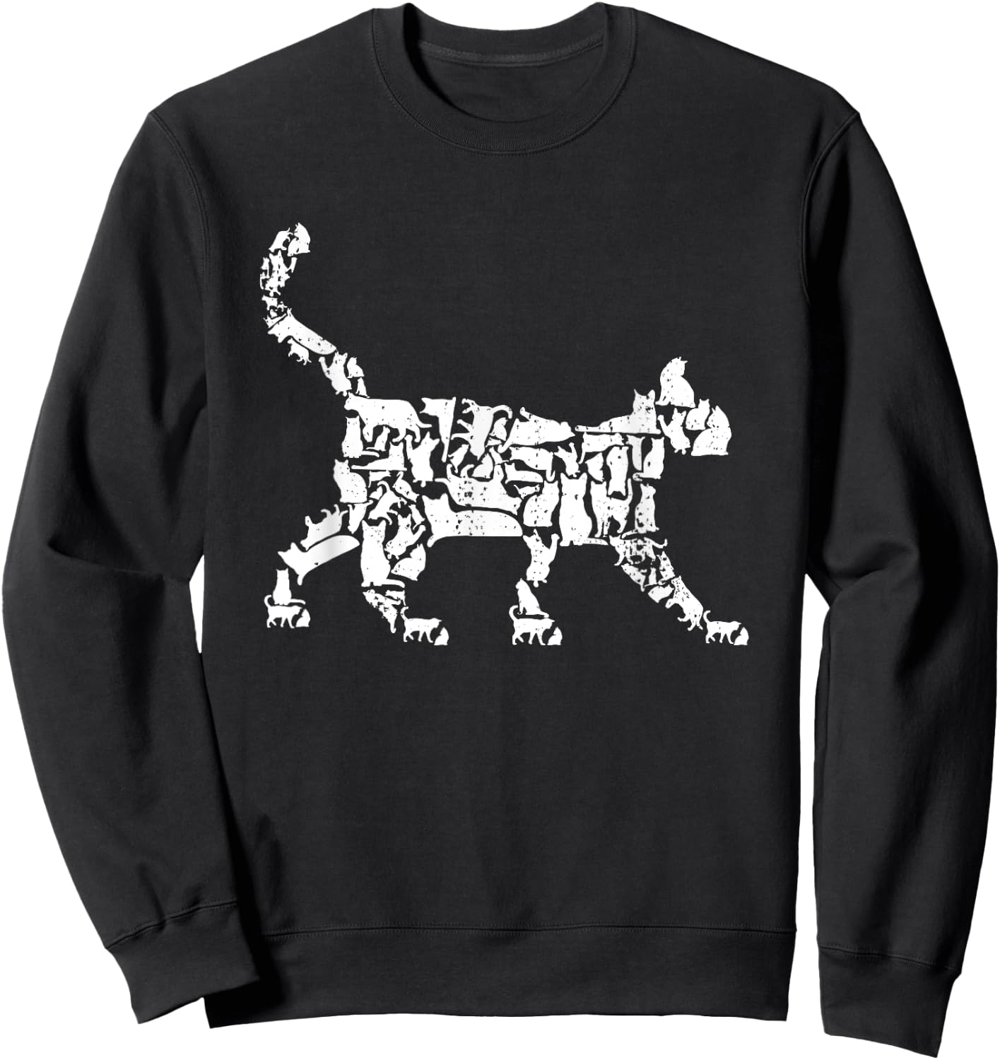 Cat Silhouettes Mosaic Domestic Cat Sweatshirt - Sweatshirt | Black