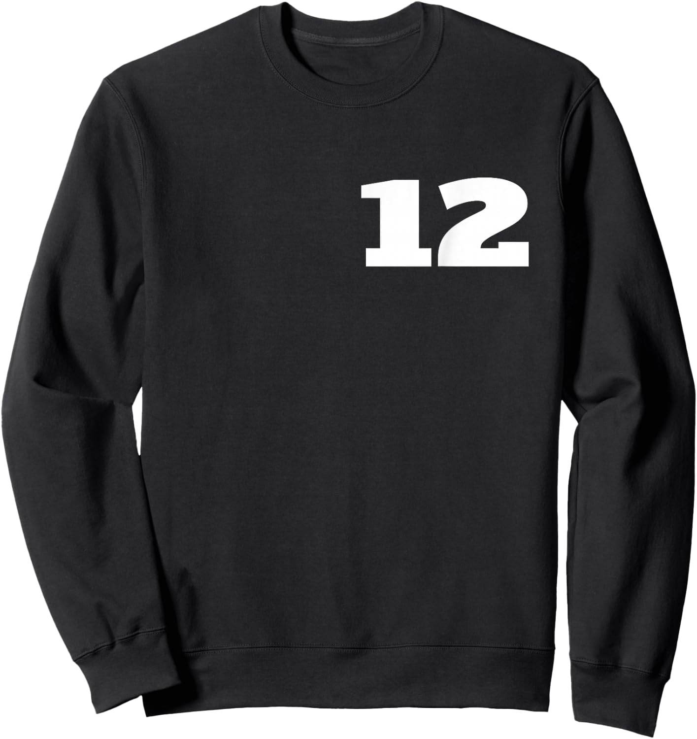 Number 12 Twelve Sports Team FRONT AND BACK PRINT Both Sides Sweatshirt - Sweatshirt | Black