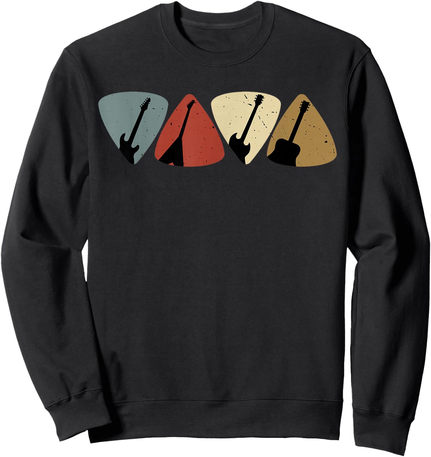 Retro Vintage Guitar Pick Player Guitarist Bassist Musician Sweatshirt - Sweatshirt | Black