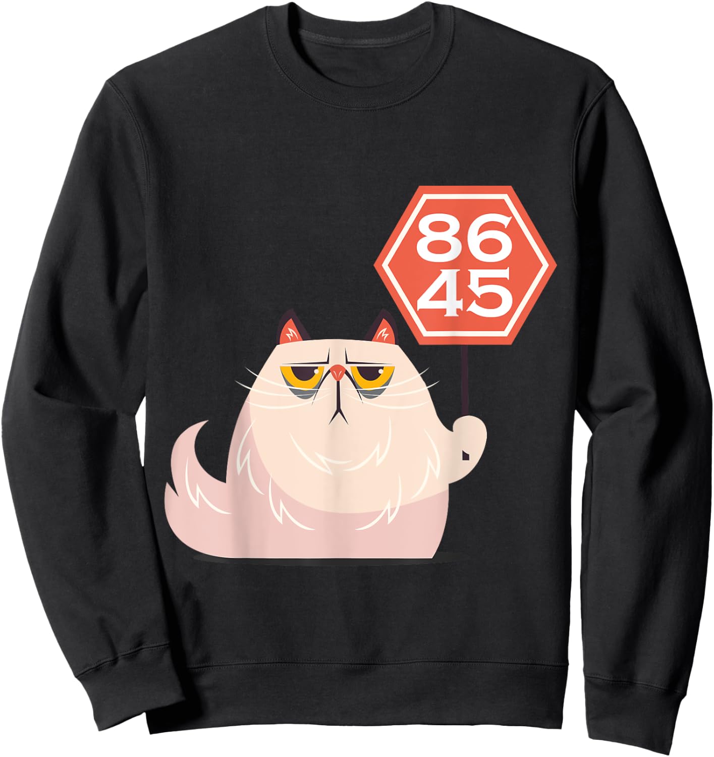 864511320 Anti Trump Cute Cat with 8645 Vote Out Trump Sign Men Women Sweatshirt - Sweatshirt | Black