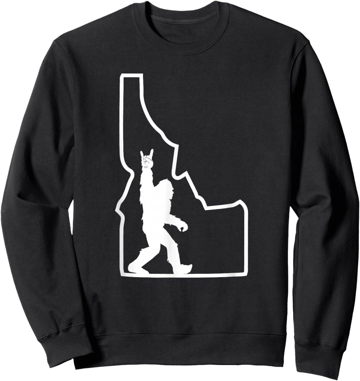 Bigfoot Rock and Roll Silhouette State of Idaho Sasquatch Sweatshirt - Sweatshirt | Black