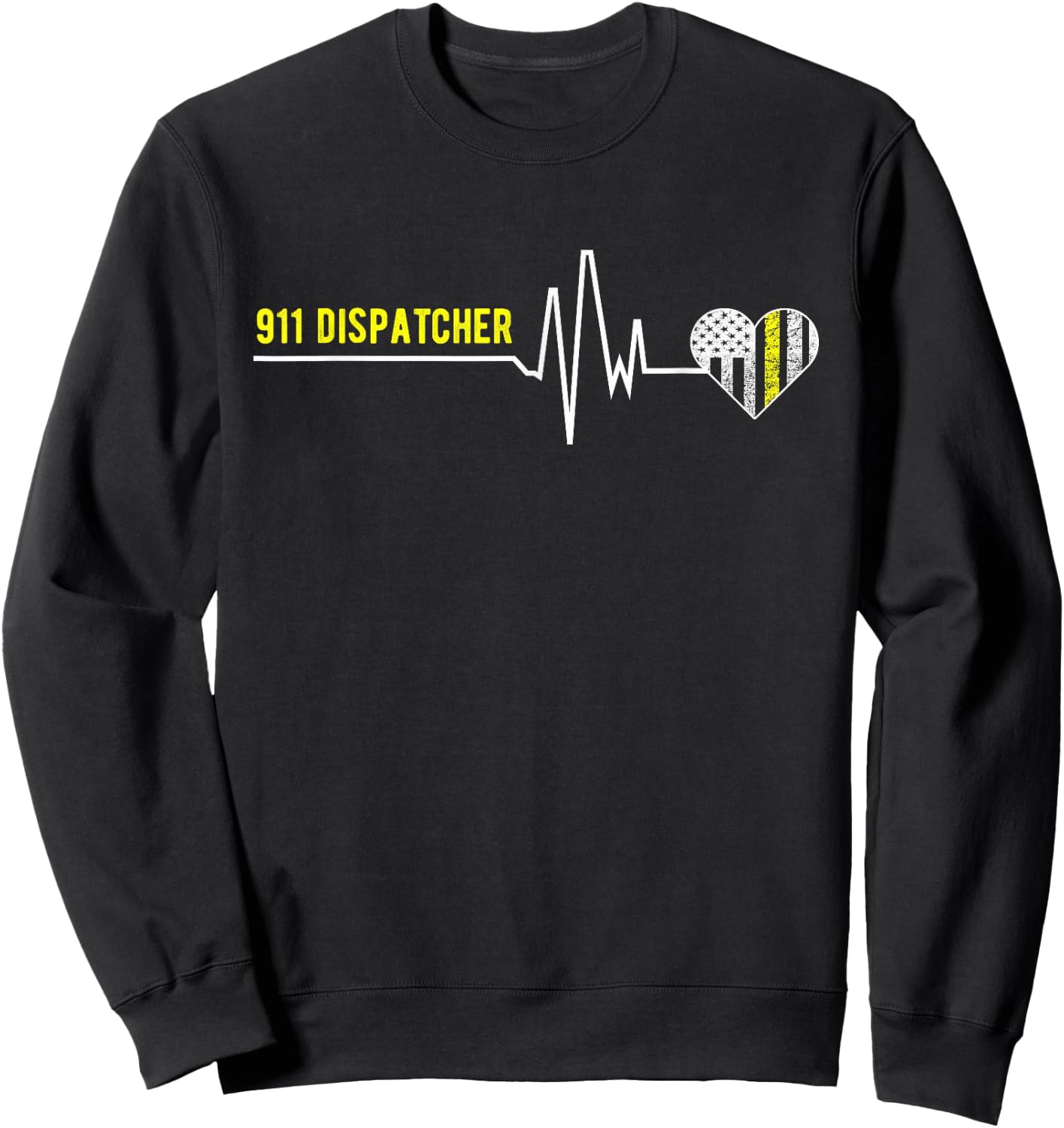 911 Dispatcher Heartbeat - Funny 911 Dispatcher Gifts Sweatshirt - Sweatshirt | Black