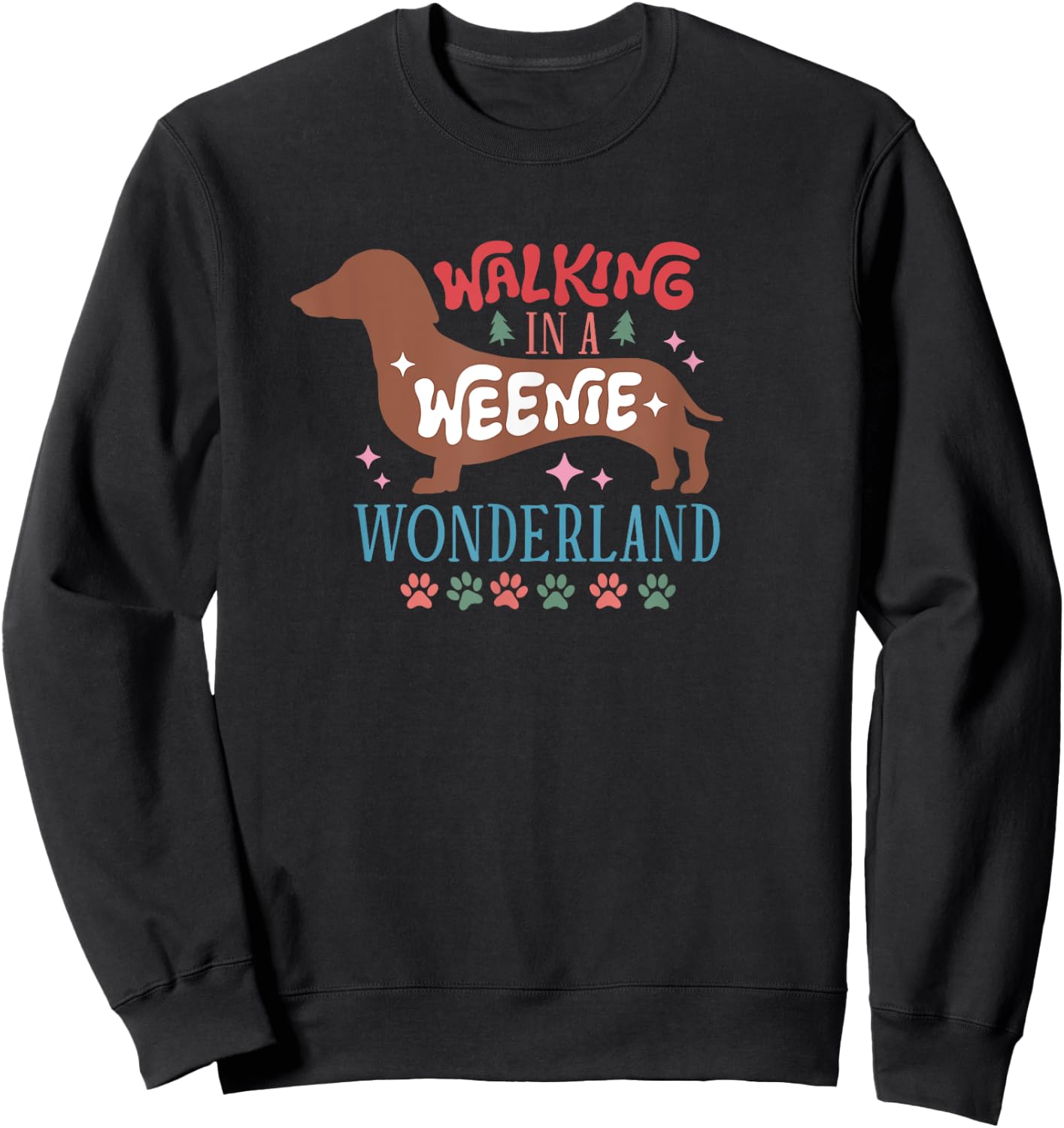 Elk Christmas Designs Wiener Dog , Black, Small Sweatshirt - Sweatshirt | Black