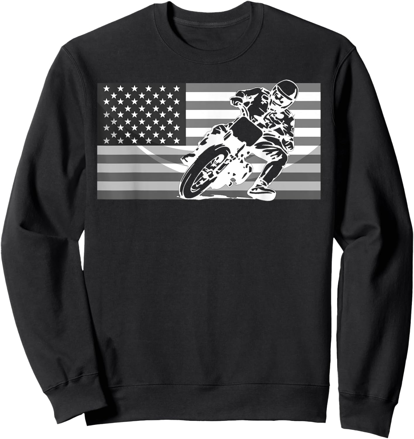 Funny American Flat Track Motorcycle Gift Cool Bike Rider Sweatshirt - Sweatshirt | Black