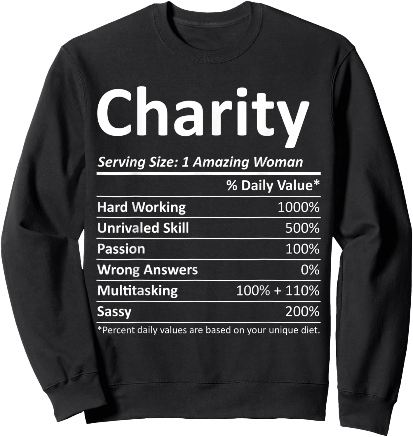 CHARITY Nutrition Personalized Name Funny Christmas Gift Sweatshirt - Sweatshirt | Black