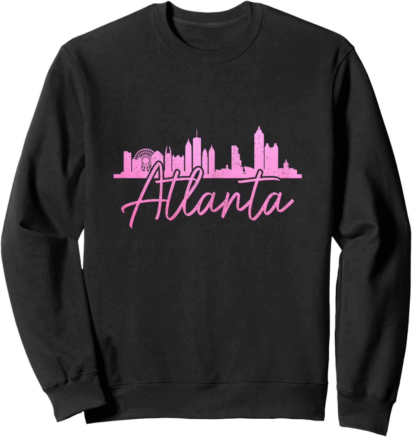 Atlanta Skyline Georgia Vintage Pride ATL 404 Pink Sweatshirt - Sweatshirt | Black