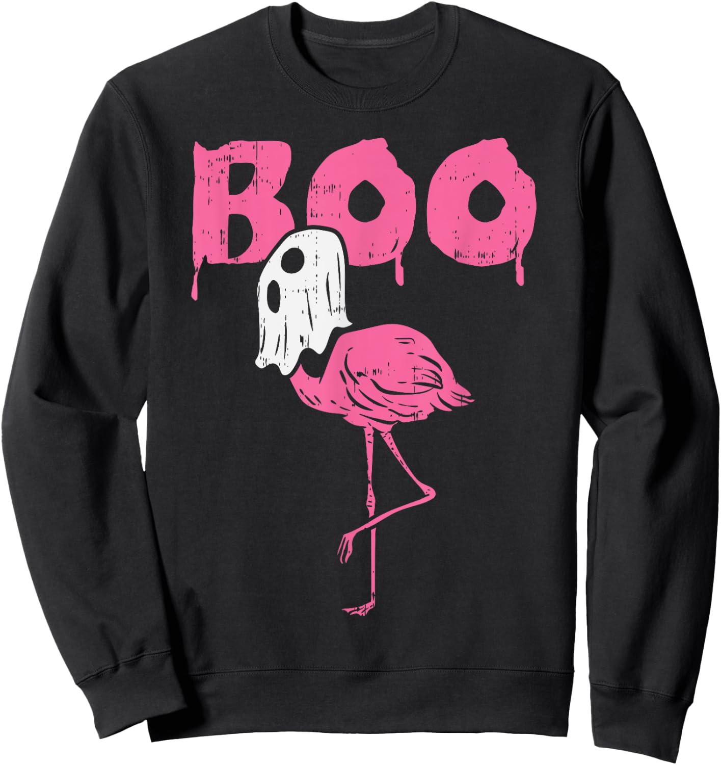 Boo Flamingo Ghost Fun Halloween Animal Bird Men Women Gift Sweatshirt - Sweatshirt | Black