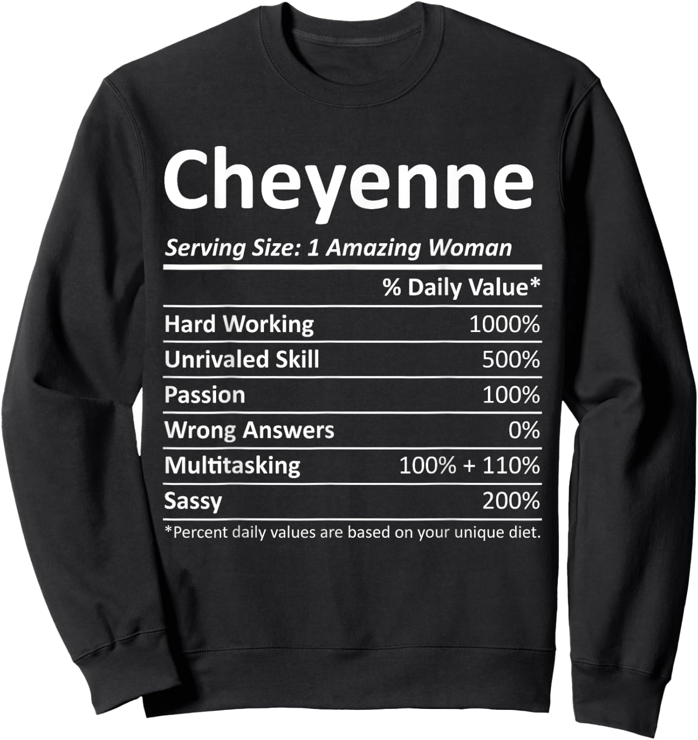 CHEYENNE Nutrition Personalized Funny Christmas Name Gift Sweatshirt - Sweatshirt | Black