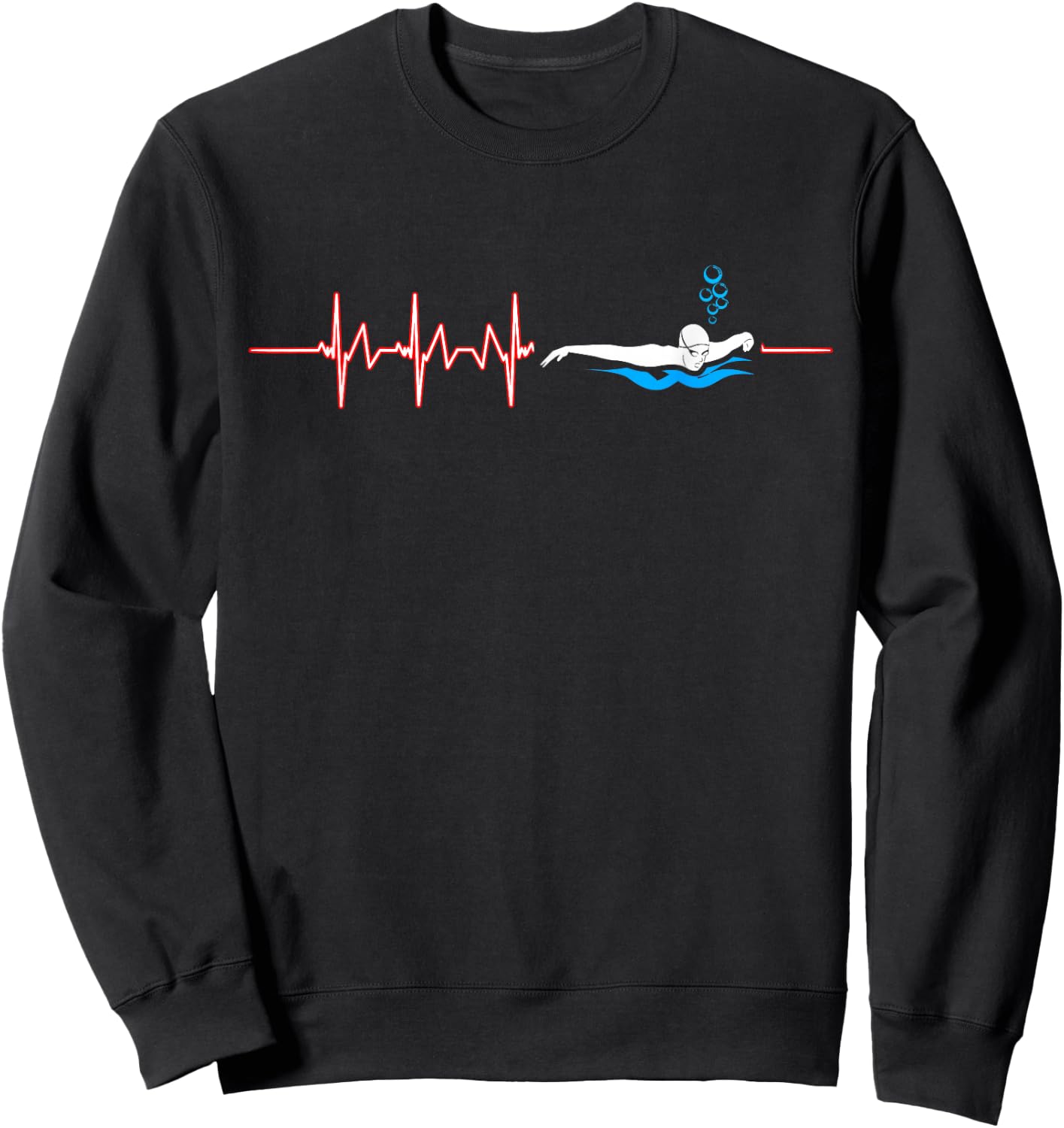 Swimmer Diver Water Sports Athlete Swimming Heartbeat Sweatshirt - Sweatshirt | Black