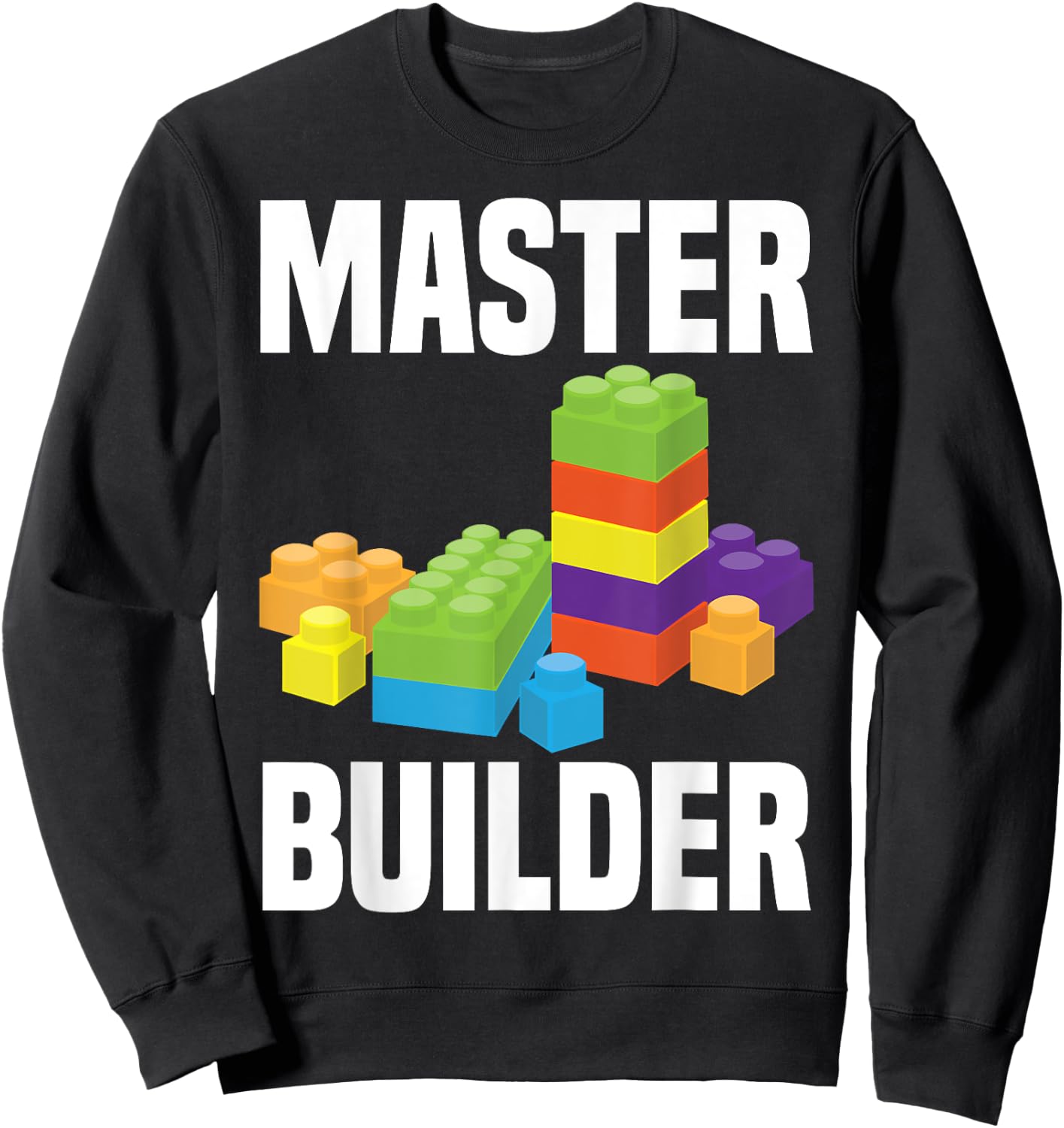 Cool Master Builder Funny Building Blocks Gift Men Women Sweatshirt - Sweatshirt | Black