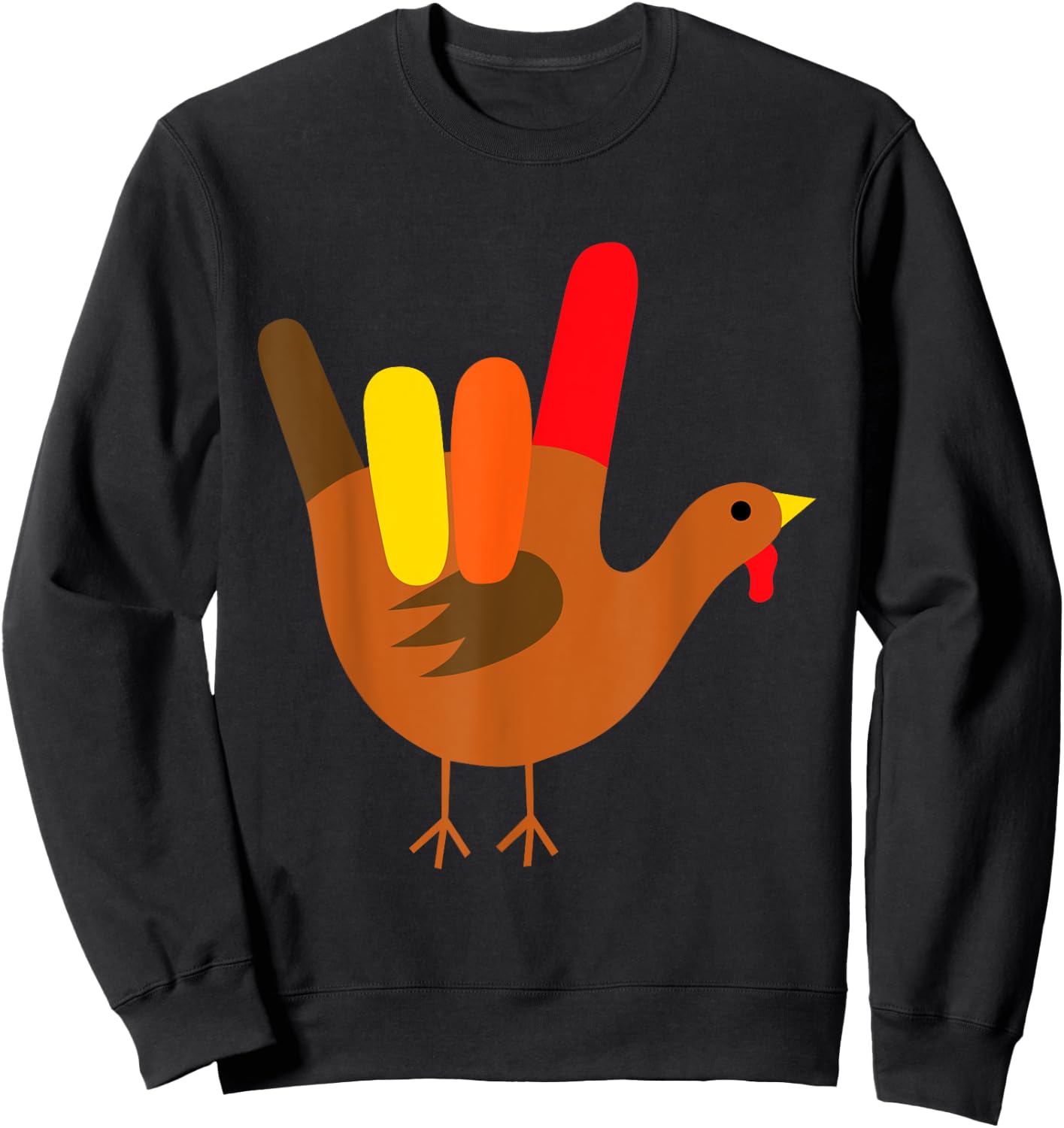 American Sign Language I Love You Thanksgiving Turkey Sweatshirt - Sweatshirt | Black