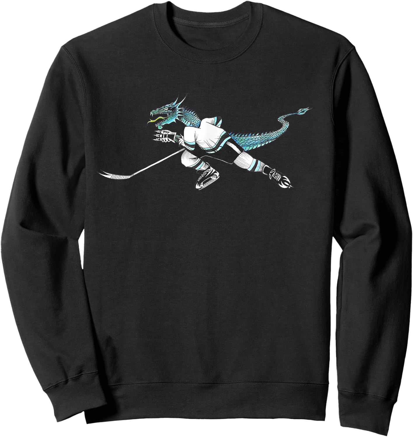 Hockey Dragon Monster Skating Beast Breakaway Logo Sweatshirt - Sweatshirt | Black