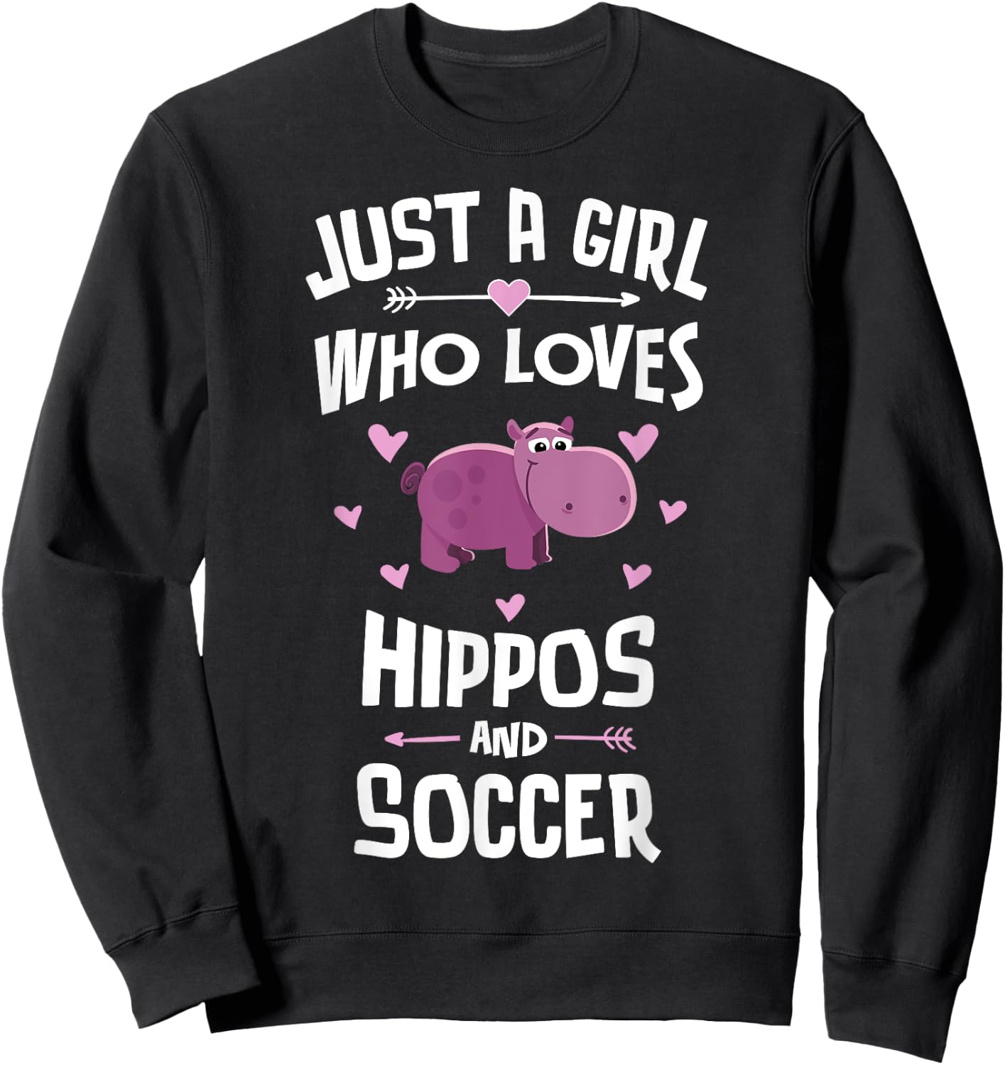 Hippos And Soccer Gifts for Girls Women Sweatshirt - Sweatshirt | Black