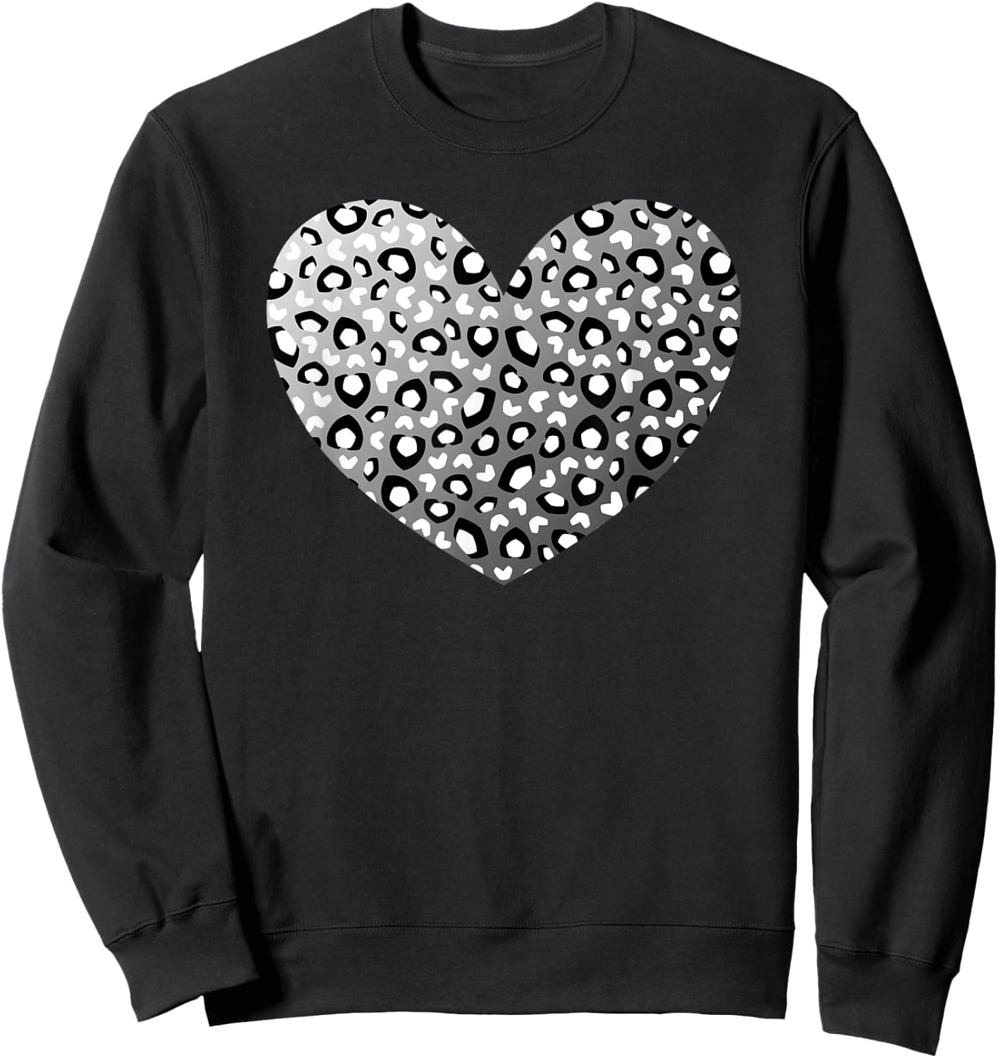 Black Leopard Heart Pattern Cheetah Print White Gray Sweatshirt - Sweatshirt | Black