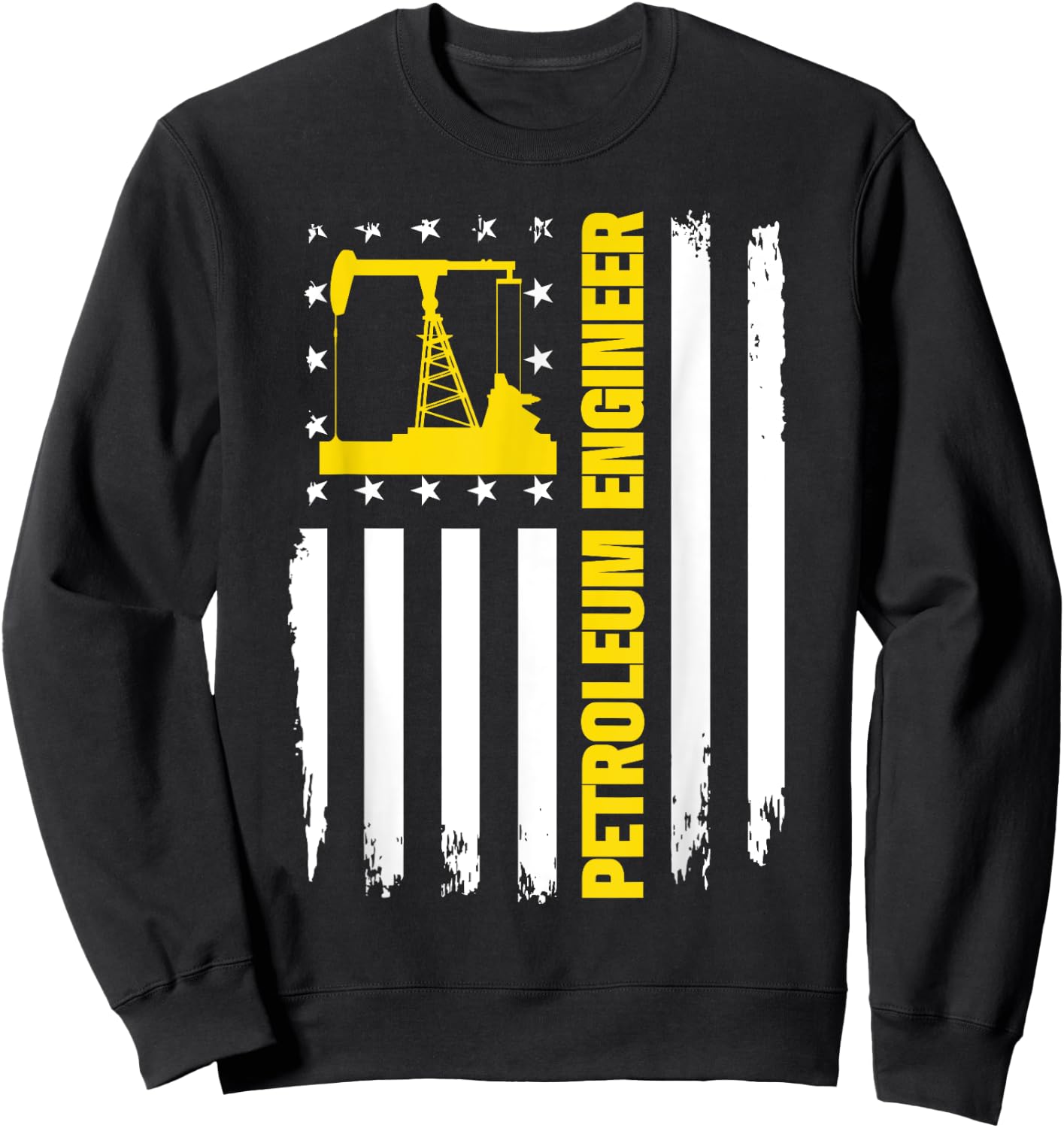 Petroleum Engineer US Flag Oil Rig Gas Oilfield Sweatshirt - Sweatshirt | Black