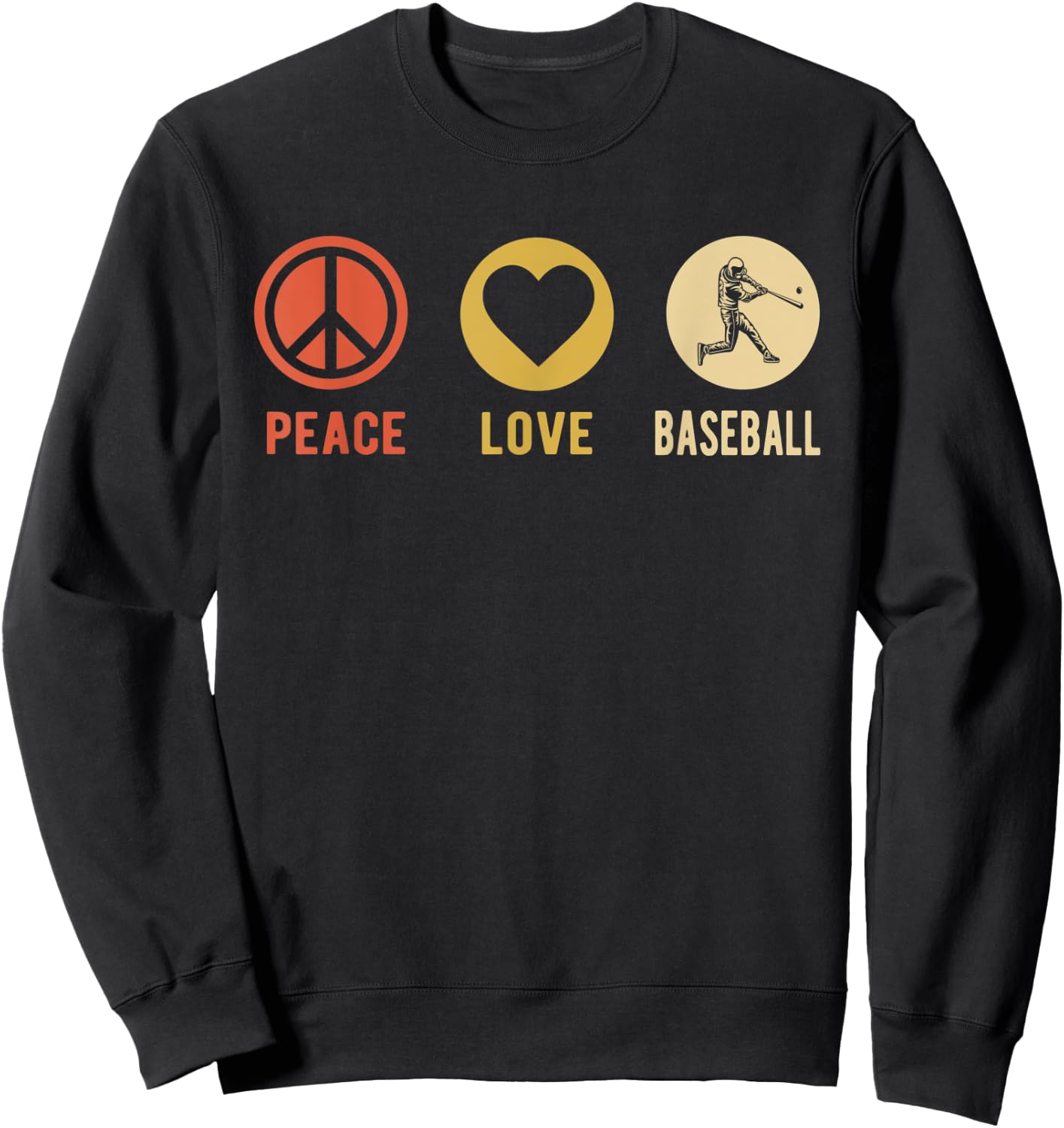 Vintage Peace Love Baseball sports lover Player gifts Sweatshirt - Sweatshirt | Black