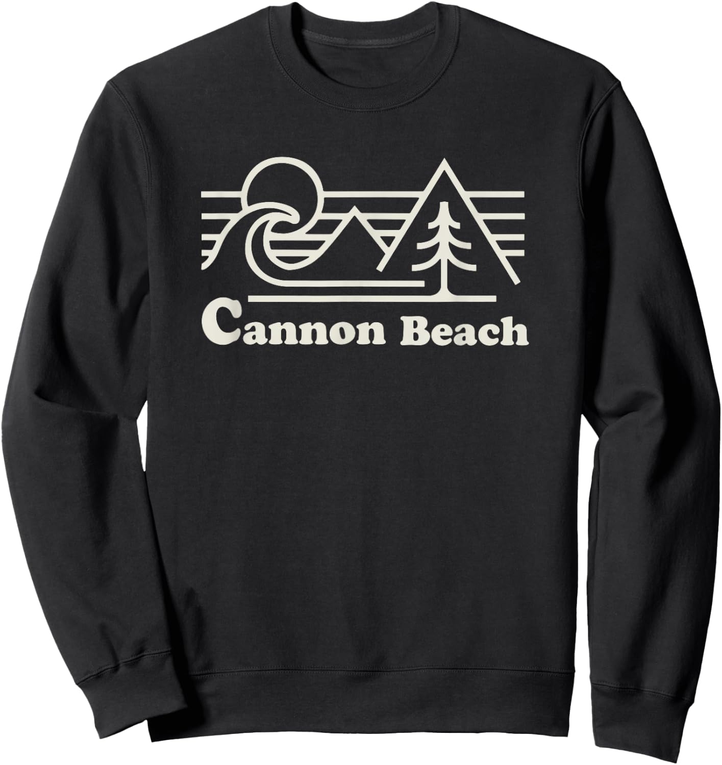 Cannon Beach Oregon Coast Retro Vintage Surfing Sunset Sweatshirt - Sweatshirt | Black