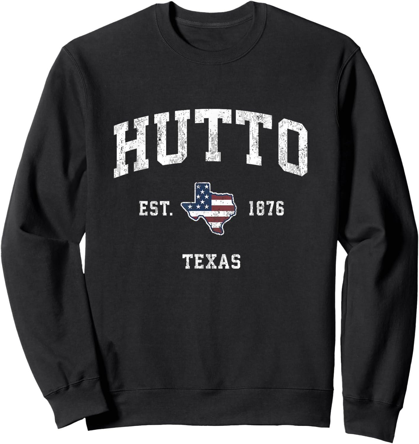 Hutto Texas TX Vintage American Flag Sports Design Kids Men Sweatshirt - Sweatshirt | Black
