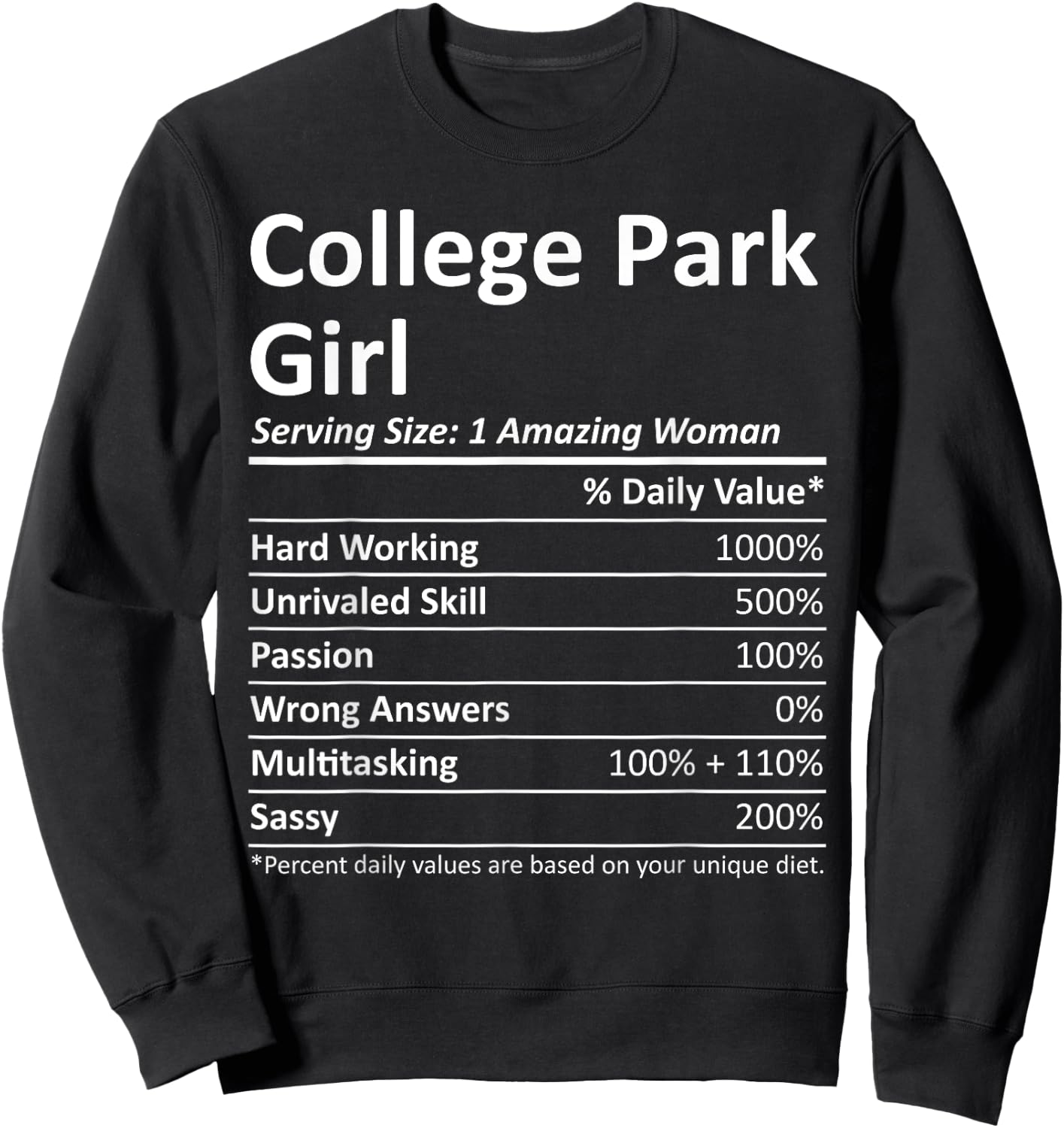 COLLEGE PARK GIRL GA GEORGIA Funny City Home Roots USA Gift Sweatshirt - Sweatshirt | Black