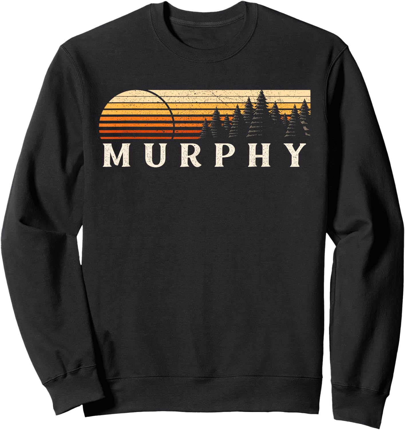 Murphy, NC Vintage Evergreen Sunset Eighties Retro Sweatshirt - Sweatshirt | Black